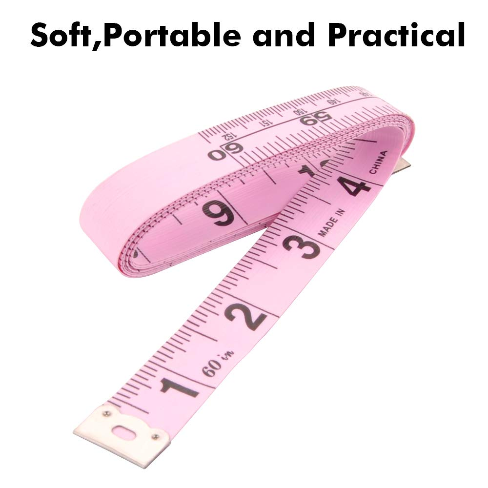 2PCS Measuring Tape for Body,Soft Tape Measure for Body Sewing Fabric Tailor Cloth Craft Measurement，60 Inch/1.5M Retractable Dual Sided Measure Tape Set (Pink) image number 3