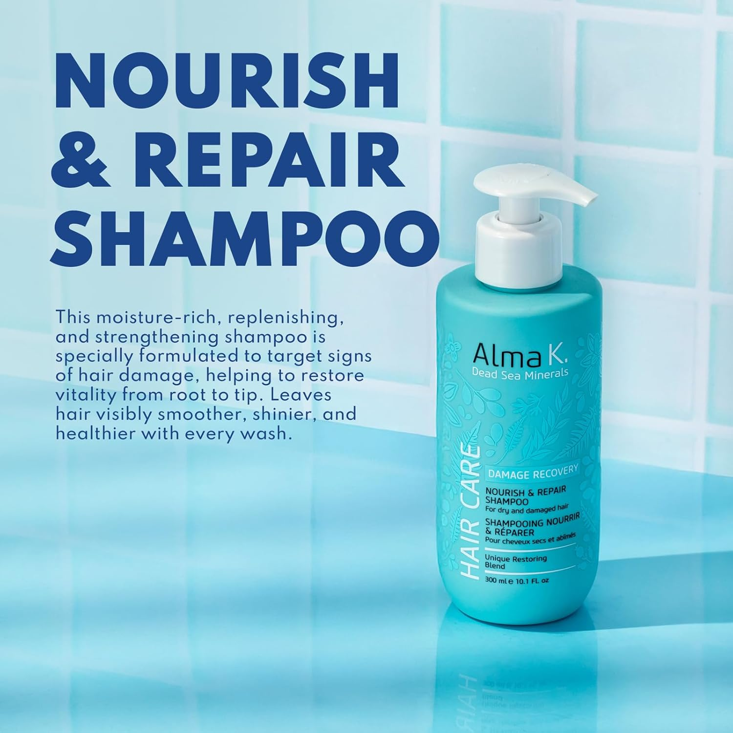 Alma K Nourish and Repair Shampoo - Moisturizing Hair Growth - Hydrating with Argan Oil, Shea Butter -300 Ml image number 3