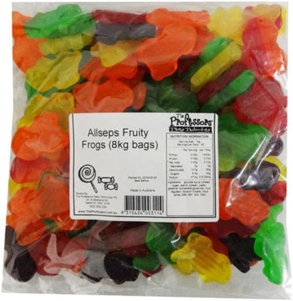 Allseps Fruity Frogs Bulk Lollies 8Kg Bag &ndash; Assorted Fruit-Flavored Gummy Frog Candy, Perfect for Parties, Candy Buffets, and Events &ndash; Large Bulk Pack of Chewy Frog Lollies