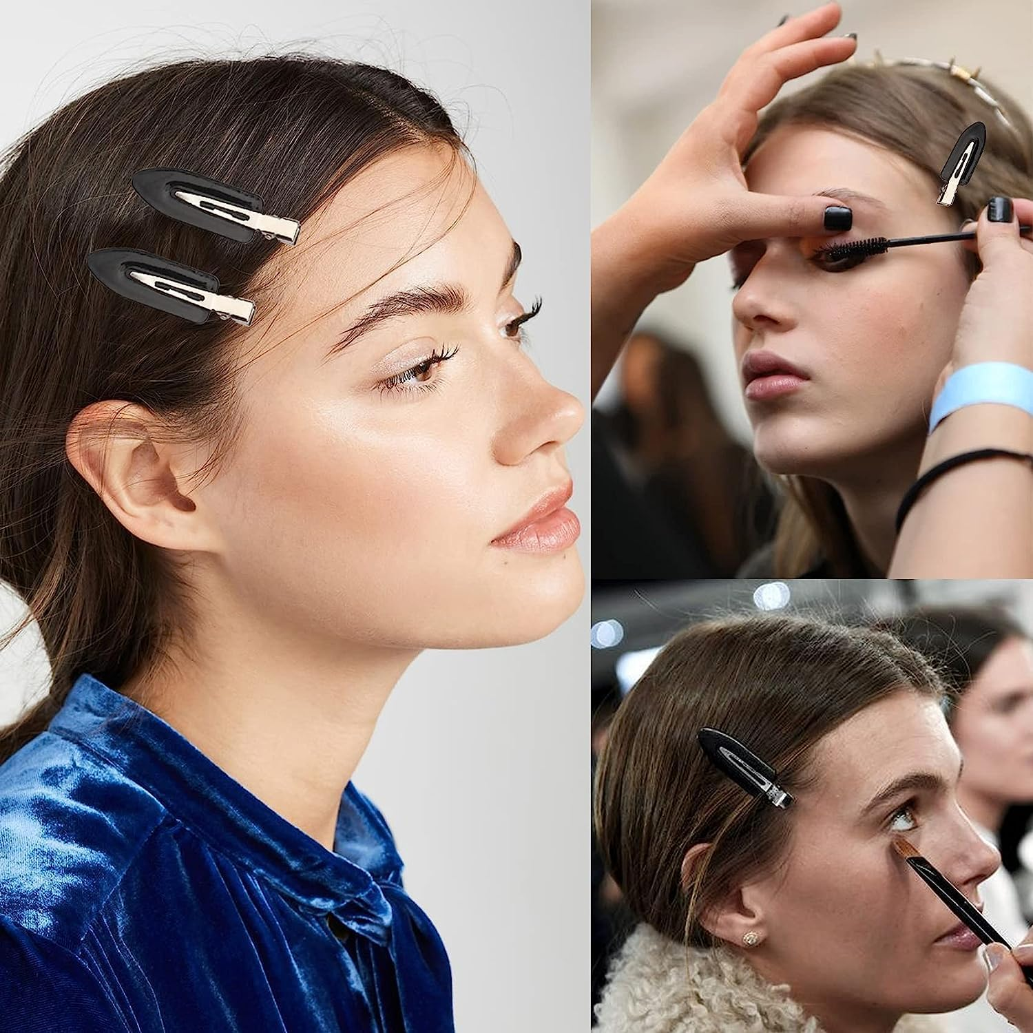 24 Pieces No Bend Hair Clips for Women Girls Makeup Washing Face Accessories Seamless Side Bangs Fix Fringe Curl Pin Barrette No Crease Hair Clip for Salon Hairstyle Bangs Waves (Black) image number 5