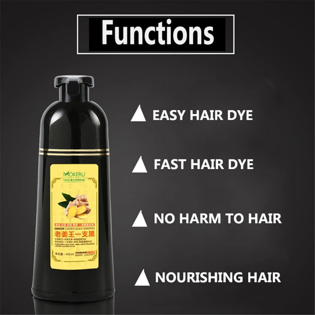 Ginger Shampoo Herbal Natural Fast Blacking Gray Hair Dye Black Shampoo Dye for Hair Coloring Anti-Hair Loss Hair Care Natural Black Hair Shampoo image number 5