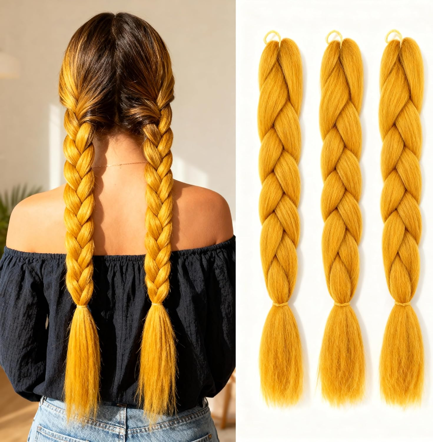 Kanekalon Jumbo Braiding Hair Extensions High Temperature Fiber Crochet Twist Braids 24Inch 3Pcs/Lot (A8) image number 1