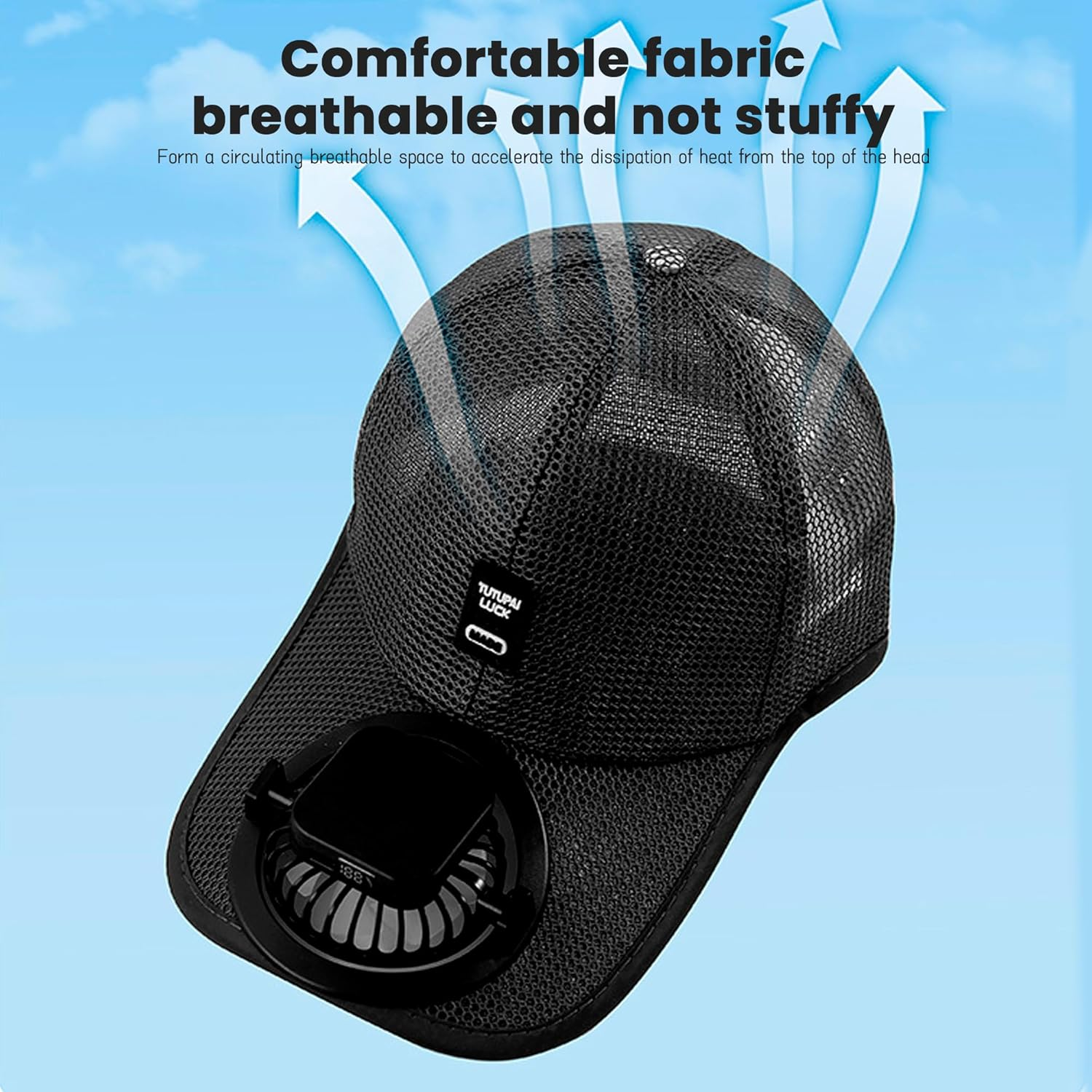 Emesak Baseball Cap with Solar Powered Fan, Adjustable Cooling Sun Hat - Peaked Caps with Mesh Breathable, Golf Gardening Sports Travel Beach Hiking Outdoor Activities Black image number 2