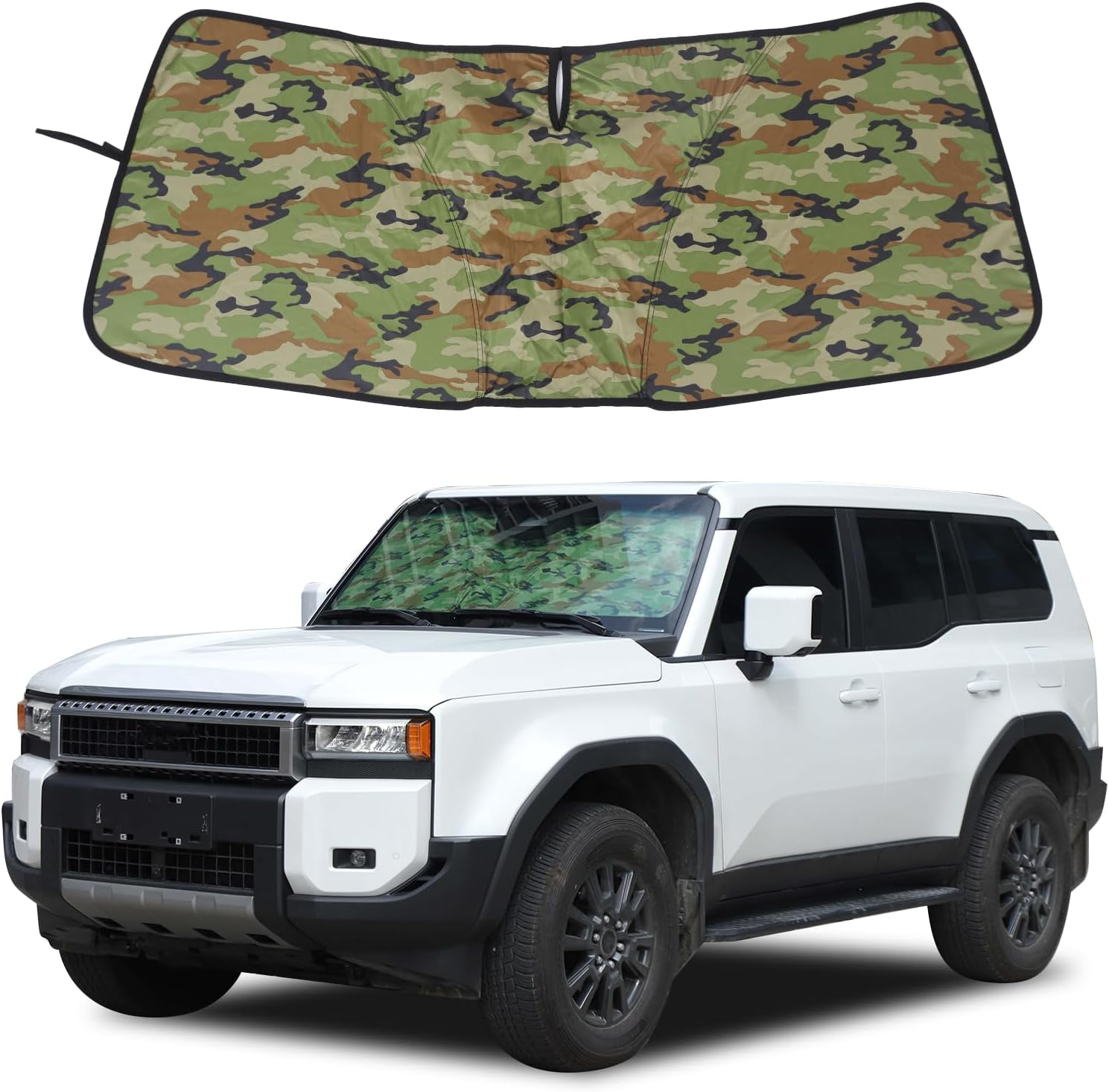 Windshield Sunshade Fit for Toyota Land Cruiser 250 Prado J250 LC250 2024+, Folding Car Sun Shade for Front Window, Auto Sun Protection Visors Blocks UV Rays and Keeps Vehicle Cool(Silver)