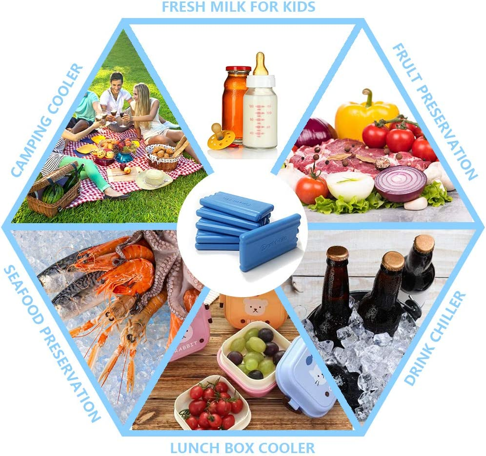 WORLD-BIO Ice Pack Brick Freezer Cool Packs for Lunch Box, Slim, Lightweight, Long-Lasting Reusable for Lunch Cooler Bag, Thin Lunchbox Cold Pack Blocks for Coolers Canned Beer Keep Food Fresh 6 Packs image number 4