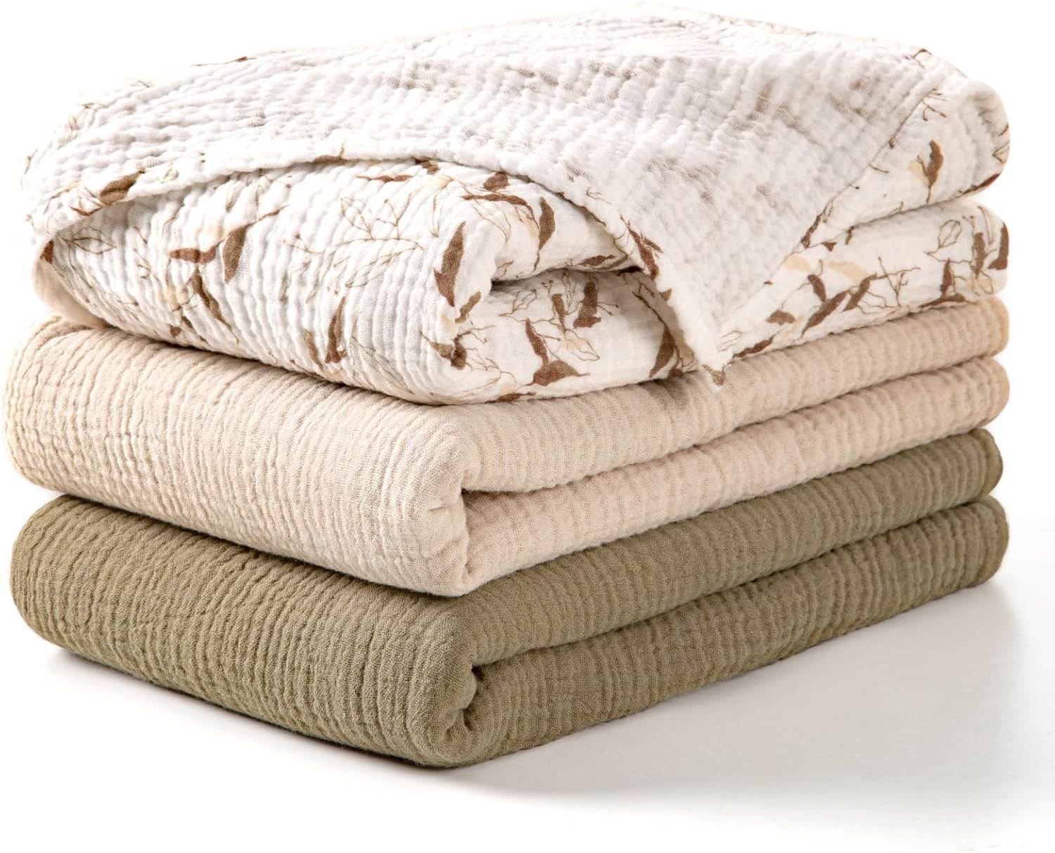 Lulumoon Muslin Swaddle Blanket Baby - Cotton Swaddling Blanket Soft Baby Receiving Blankets Neutral 2Pack(Peach)