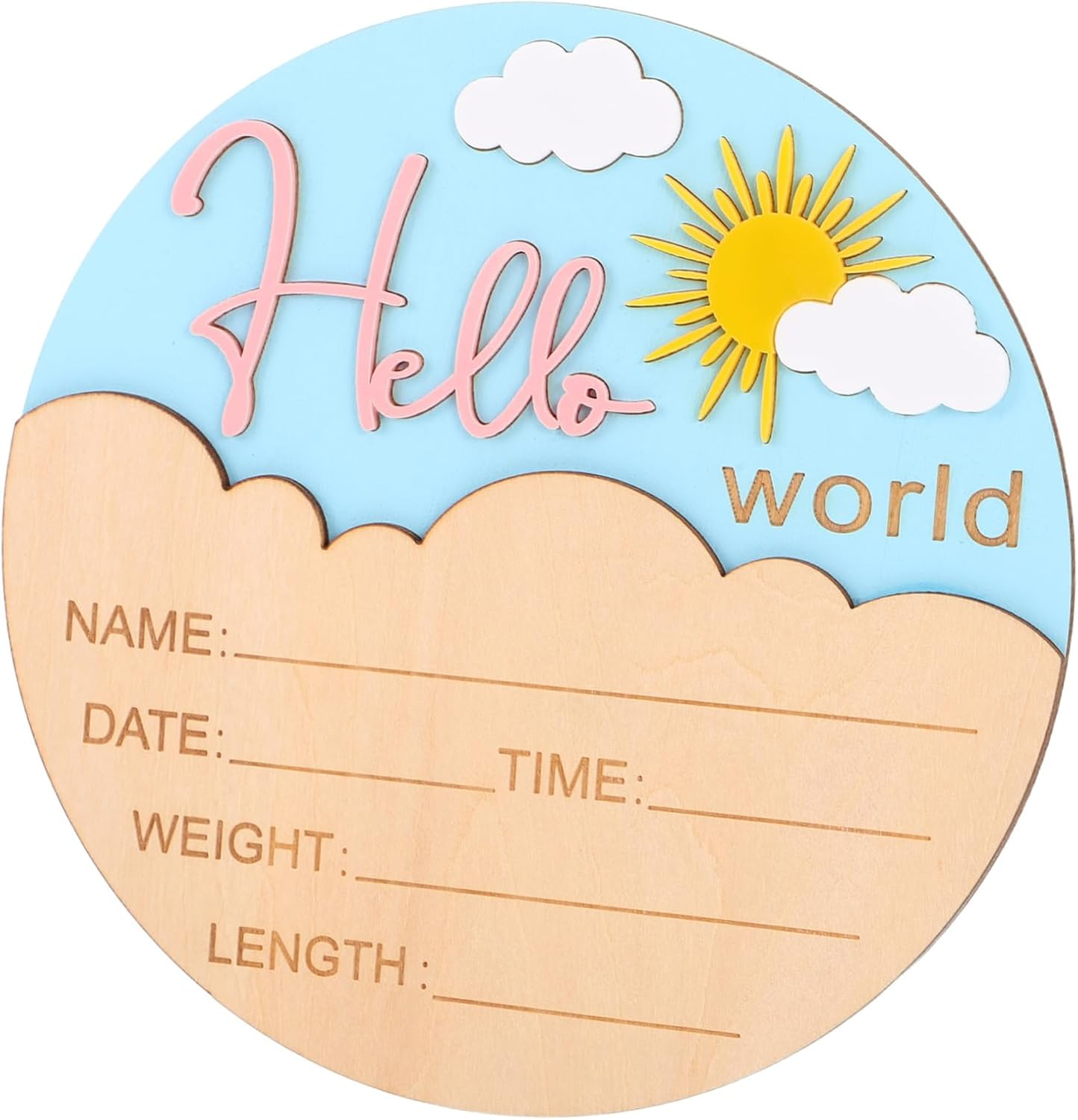 LIFKOME Newborn Announcement Sign round Wooden Plaque for Photo Props Unisex Birth Name Board Durable Hospital Nursery Decor Timeless Keepsake for Capturing Arrival