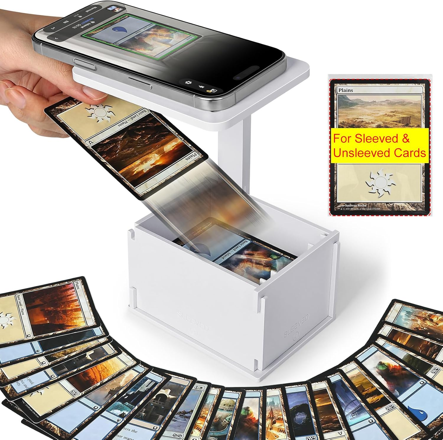 MTG TCG Card Scanner Stand Phone Holder for Standard Size Sleeved & Unsleeved MTG Cards Fast Scanning, Only Works with Manabox App, Ideal for Quick Scans and Price Checks image number 6