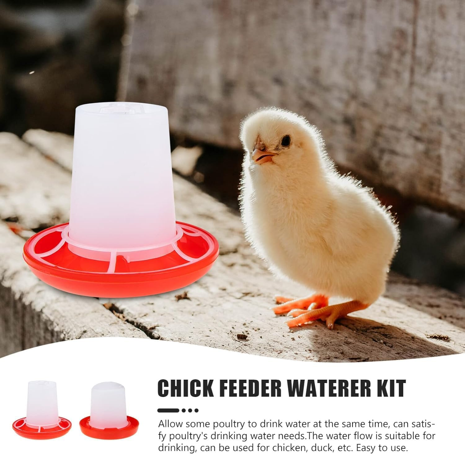 Xinghonyac Chick Feeder and Drinker Kit, Poultry Breeding Feeder Water Feeder, Plastic Automatic Feeding and Watering Feeder for Chicks, Ducks, Gooses