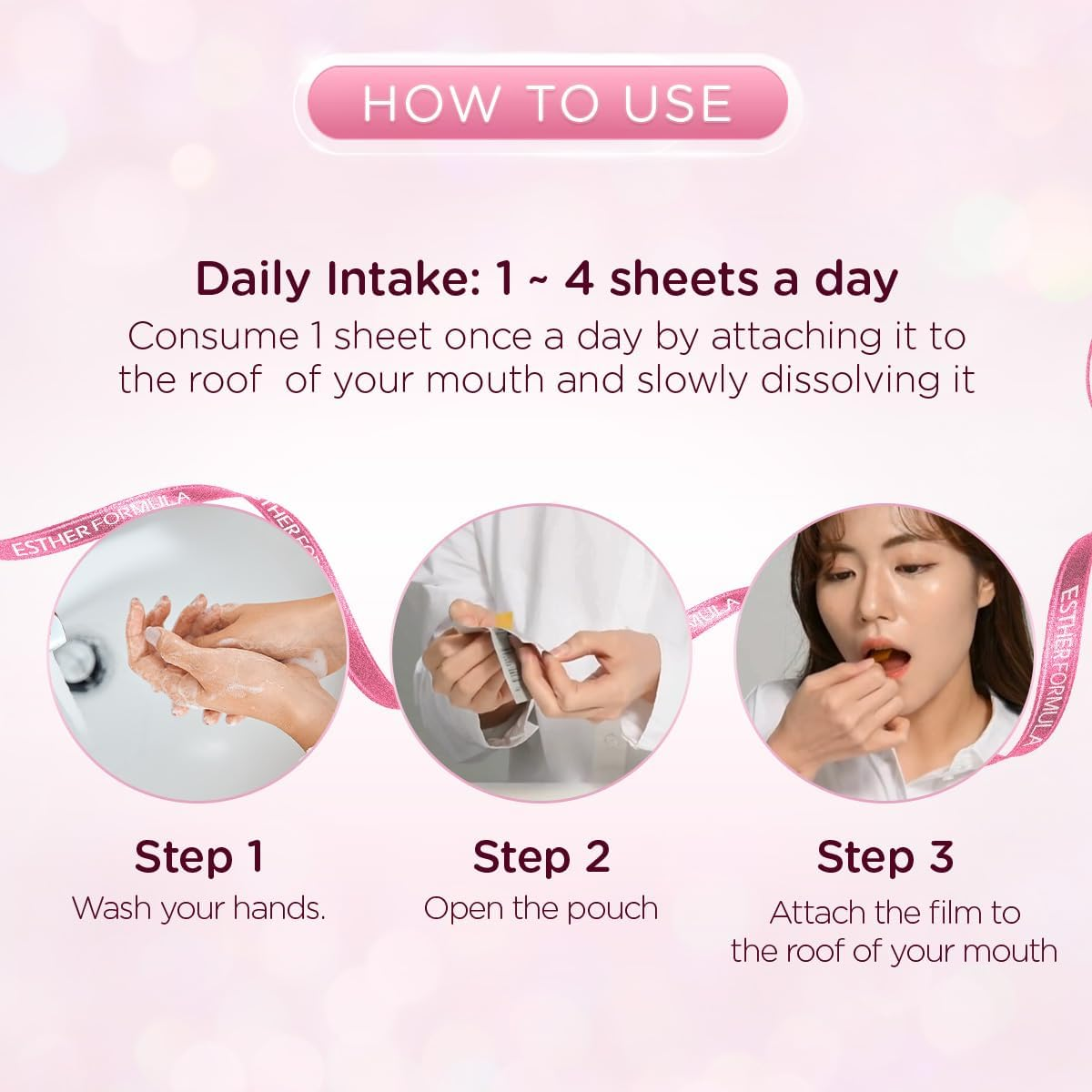 ESTHER FORMULA Glutathione Direct Film 5X (320Mg*30Pcs), Glutathione Impregnated Oral Dispersible Film for Effective Absorption, Korean Inner Beauty Dietary Supplement for Skin Whitening image number 4