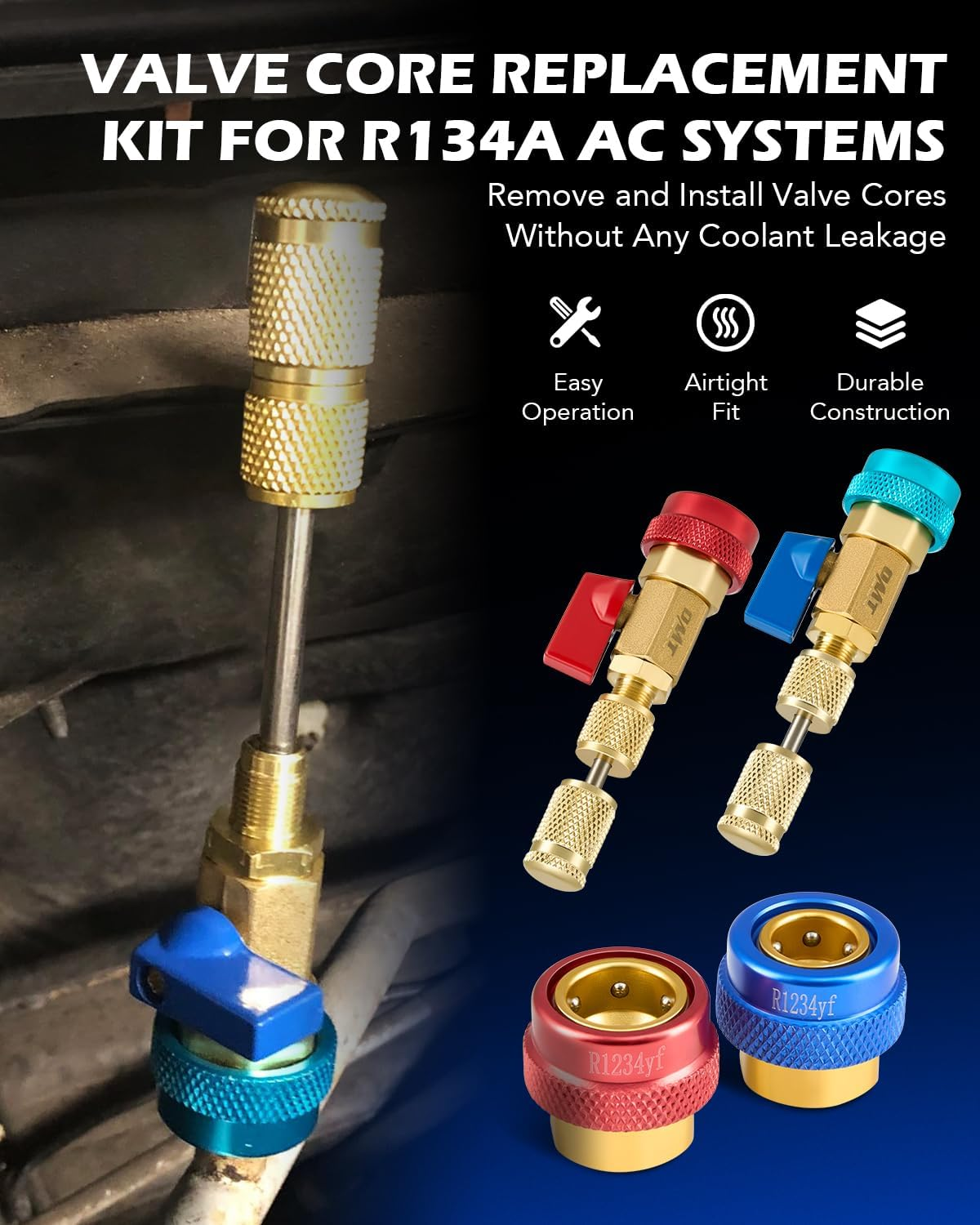 Orion Motor Tech Automotive AC R134A R1234YF Valve Core Remover and Installer Tool Set image number 5