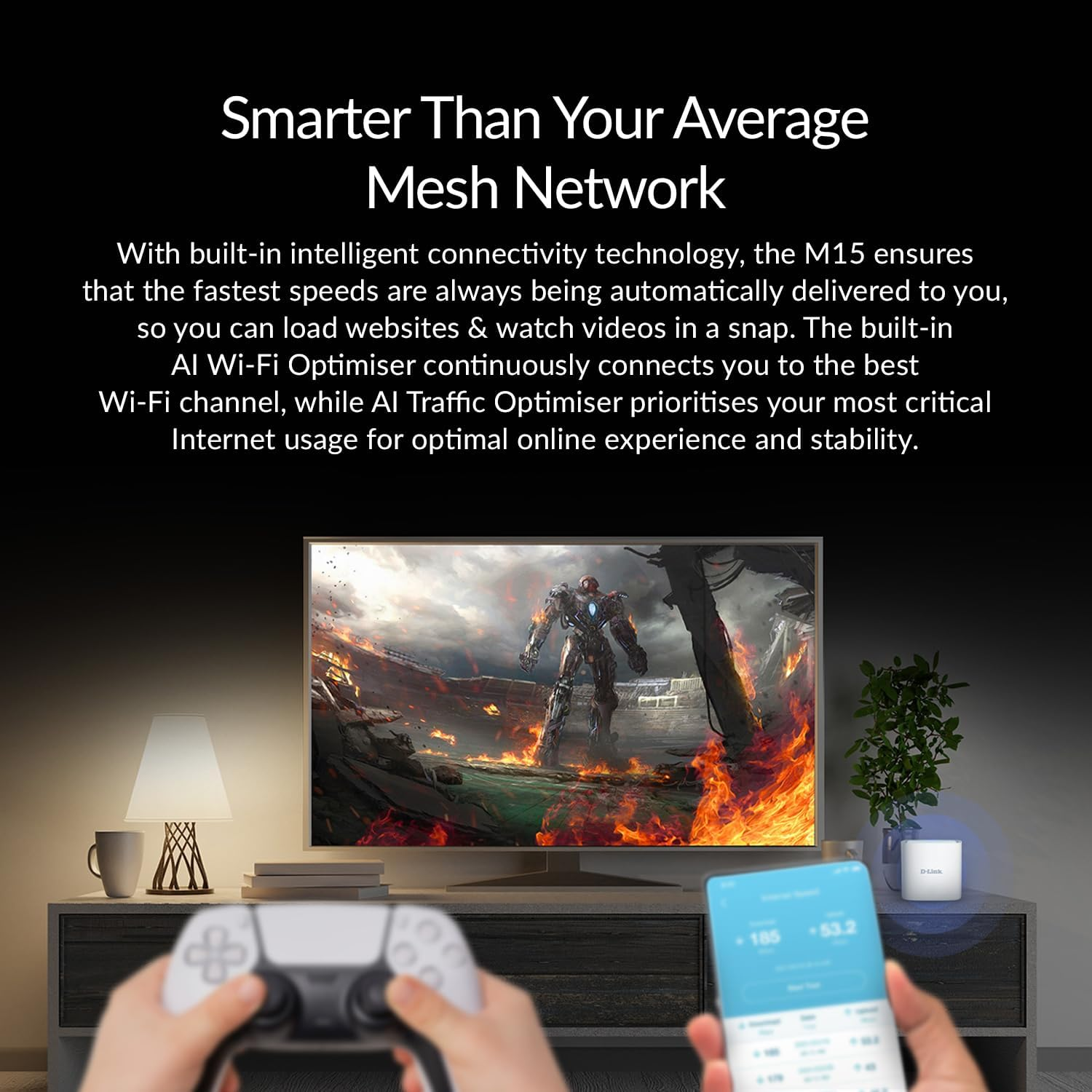 D-Link 2-Pack Home Mesh Wifi System - Eagle PRO AI AX1500 Wifi6 Wireless Mesh Router (M15-2PK), Google/Alexa Voice Control Compatible Mesh Network, High-Speed 1500Mbps, Easy Setup, Wide Coverage image number 1