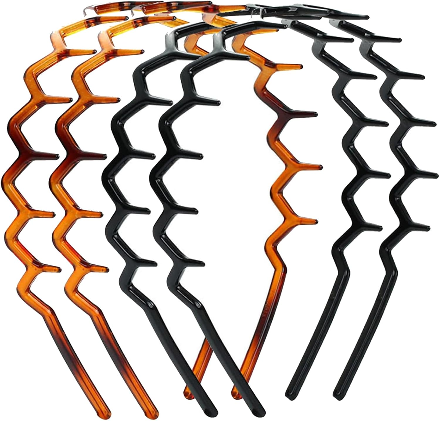 4Psc Zig Zag Headbands Toothed Hair Hoop Toothed Headband,Tooth Comb Hairband Wavy Zigzag Headband Plastic Hair Hoops Zigzag Hair Band for Women Girls Fashion Hair Hoop