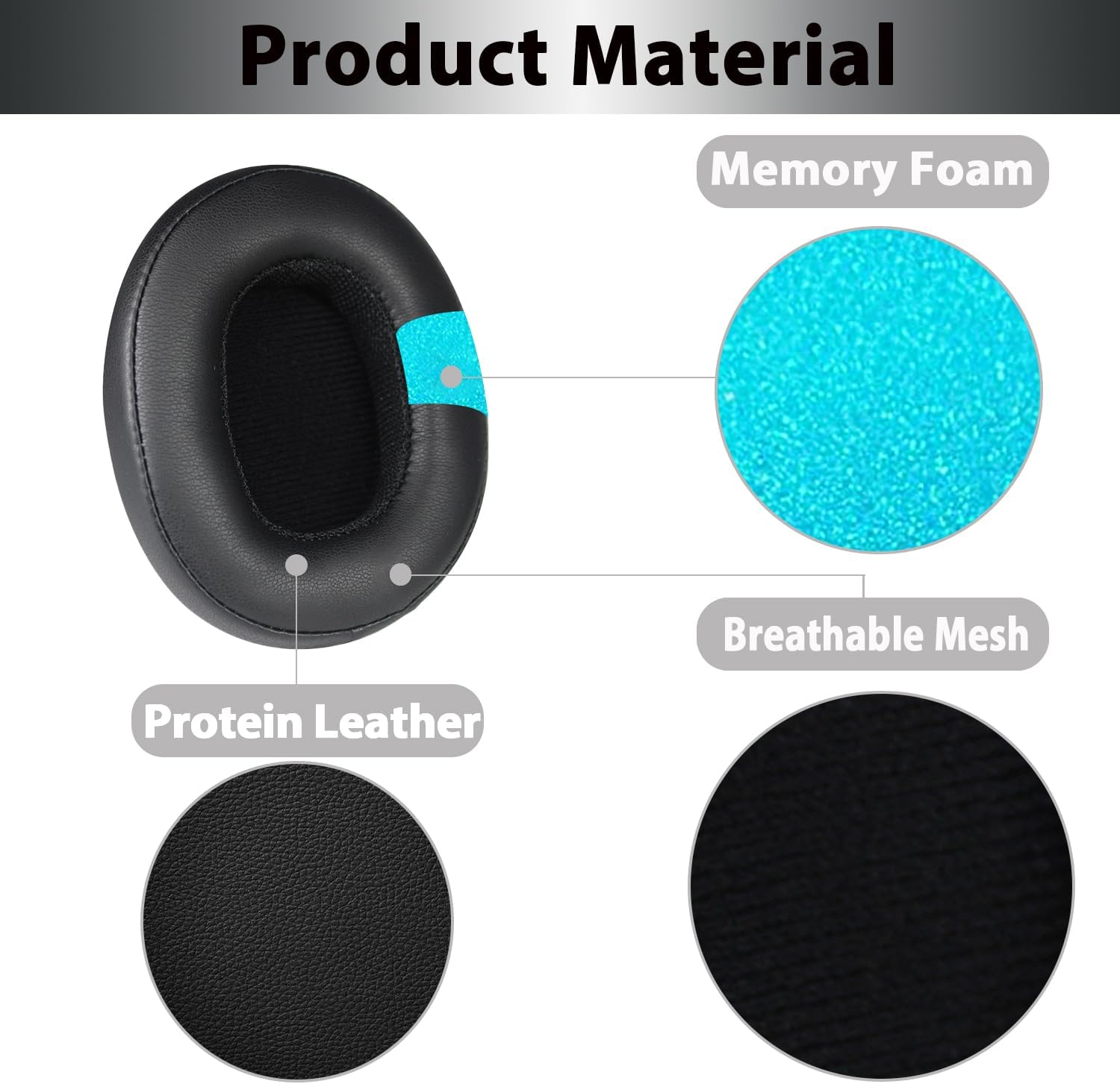 Adhiper Crusher Evo/Anc Replacement Earpads Cushions, Ear Pads for Skullcandy Crusher Wireless/Crusher Anc/Crusher Evo/Crusher 360 & Hesh Anc/Hesh Evo/Hesh 3 & Venue ANC Headphones (Black) image number 4