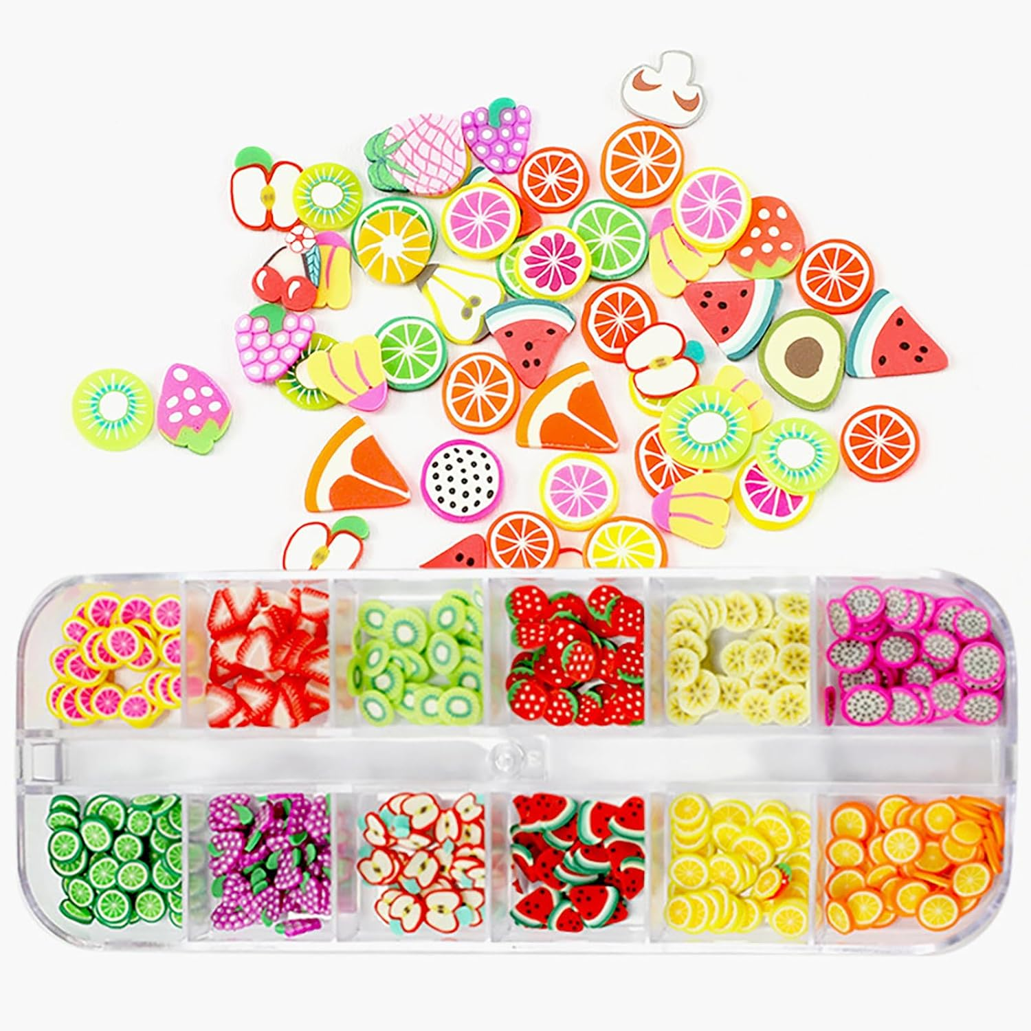 2 Boxes 3D Fruit Slices Nail Art Slices Polymer Clay Fruit Slime Charms Lip Gloss Making Supplies Nail Art Decorations image number 6