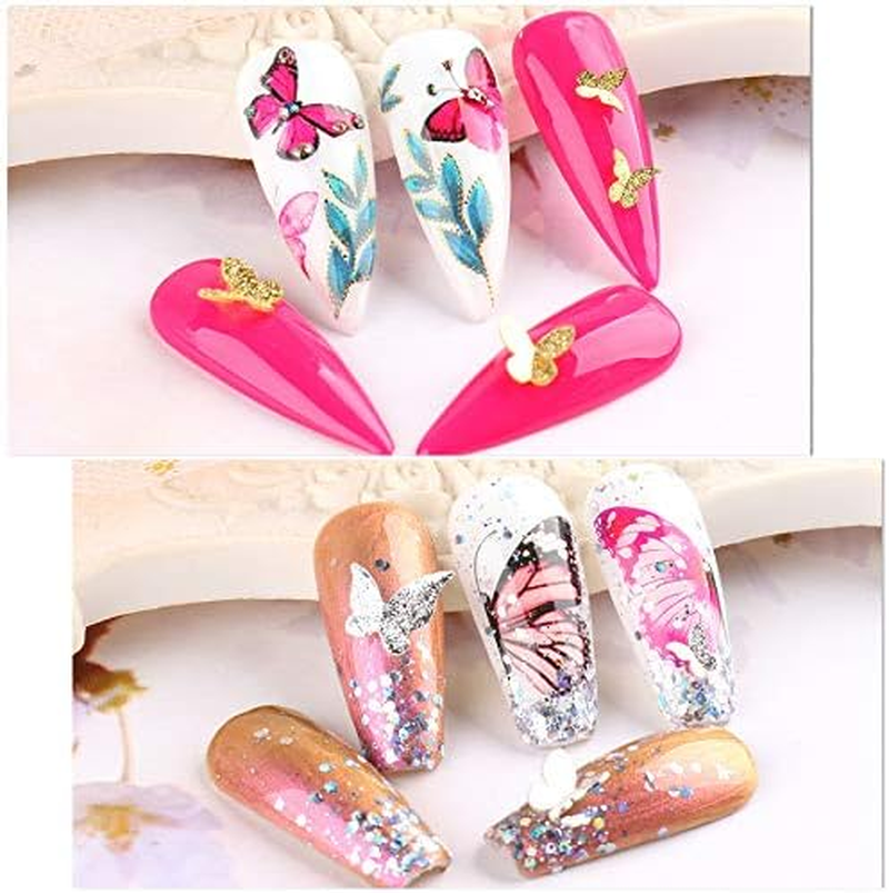 Bogoro Nail Tattoos,48Pcs Nail Art Stickers Butterfly,3D Laser Butterfly Nail Stickers,Nail Art Tattoo Decals,Adhesive Assorted Patterns Butterfly Nail Decals for Women Salon Home Nail Tips Decoration image number 6