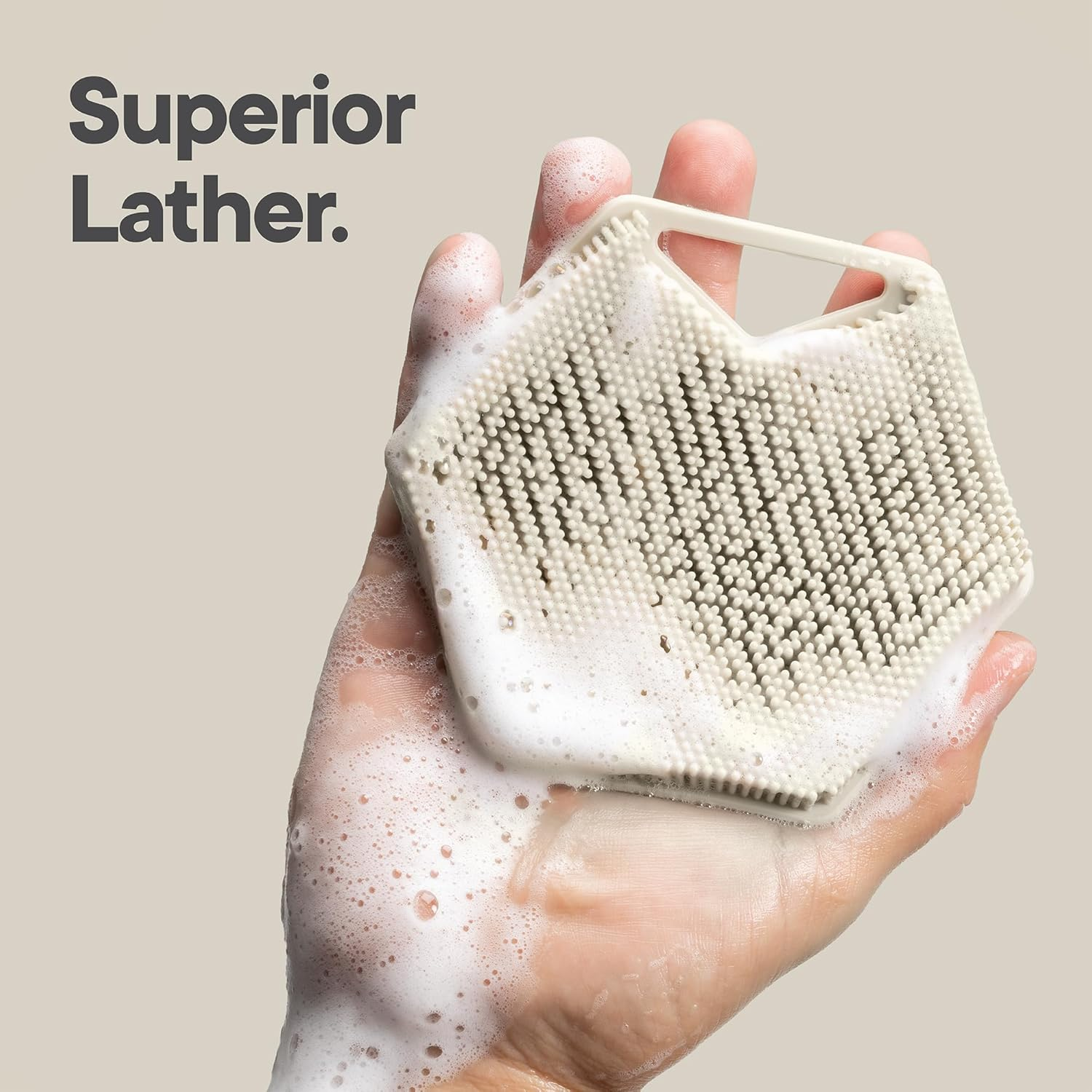 TOOLETRIES Body Scrubber 2.0 &ndash; Premium Silicone Scrubber for Cleaning, Exfoliating Your Skin &ndash; Extra Long Lather Boosting Bristles with Ergonomic Handle, Long-Lasting & Easy to Clean - Sand image number 3