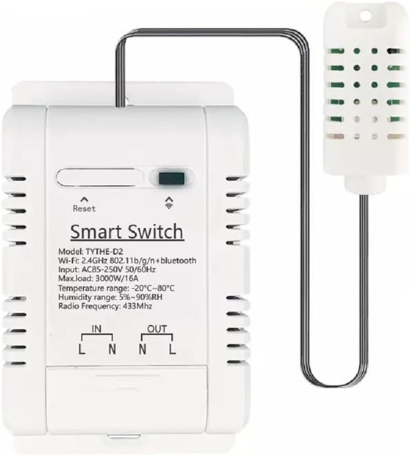 MHCOZY Tuya Aapp Wifi Smart Switch Sensor Controller,Ac85-250V 16A Temperature Humidity with Energy Consumption Monitoring, APP Remote Control,Compatible with Alexa Google Home image number 5