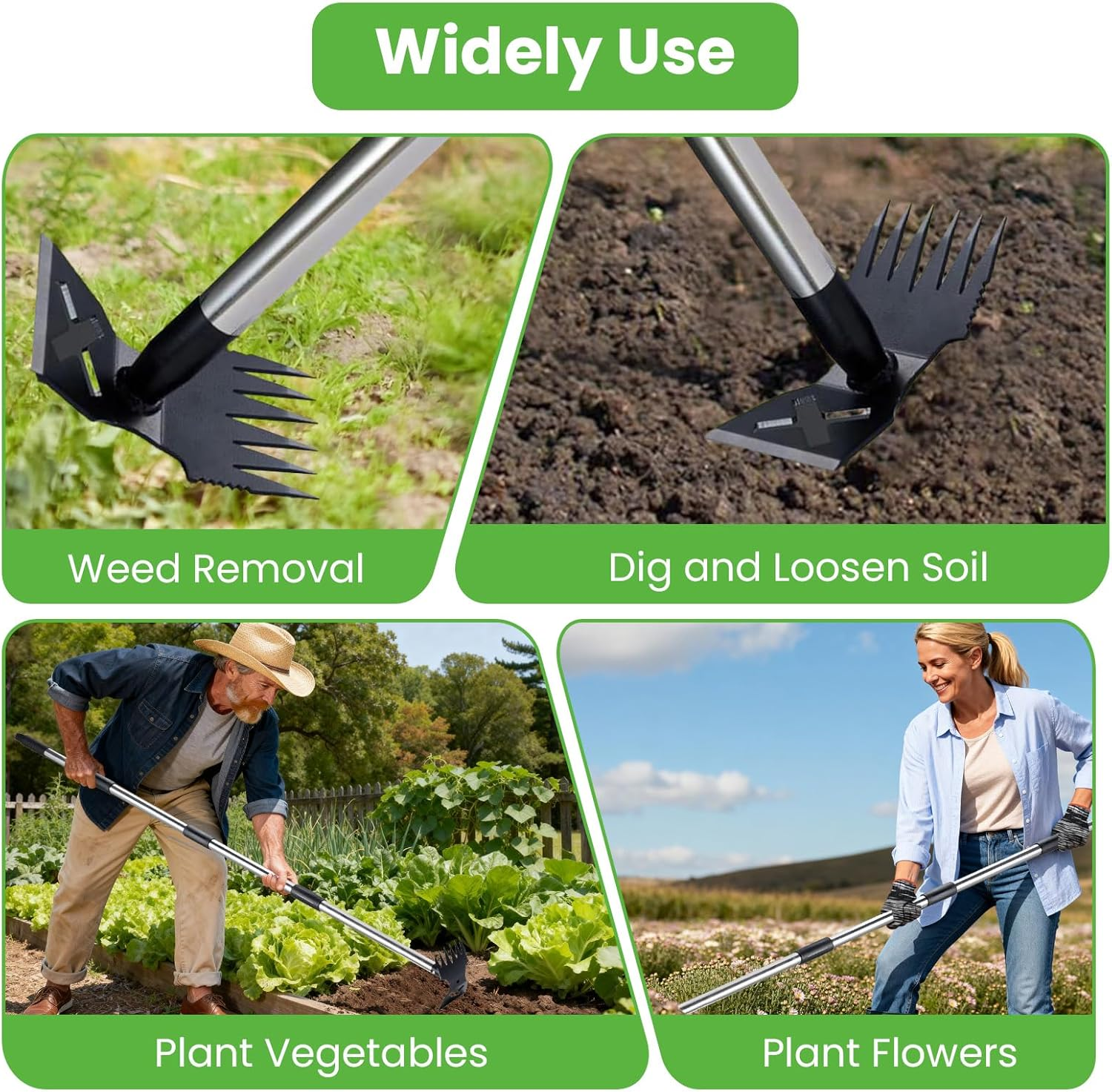 Weed Puller Tool with Extendable Handle, 2-In-1 Manual Weeder & Garden Hoe, Heavy Duty Weed Remover for Lawn, Yard and Garden image number 5