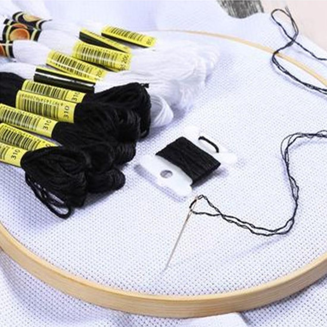 24 Skeins Embroidery Floss，Embroidery Floss Black and White, Cross Stitch Thread, Friendship Bracelet String DIY Handmade Quality Floss image number 2