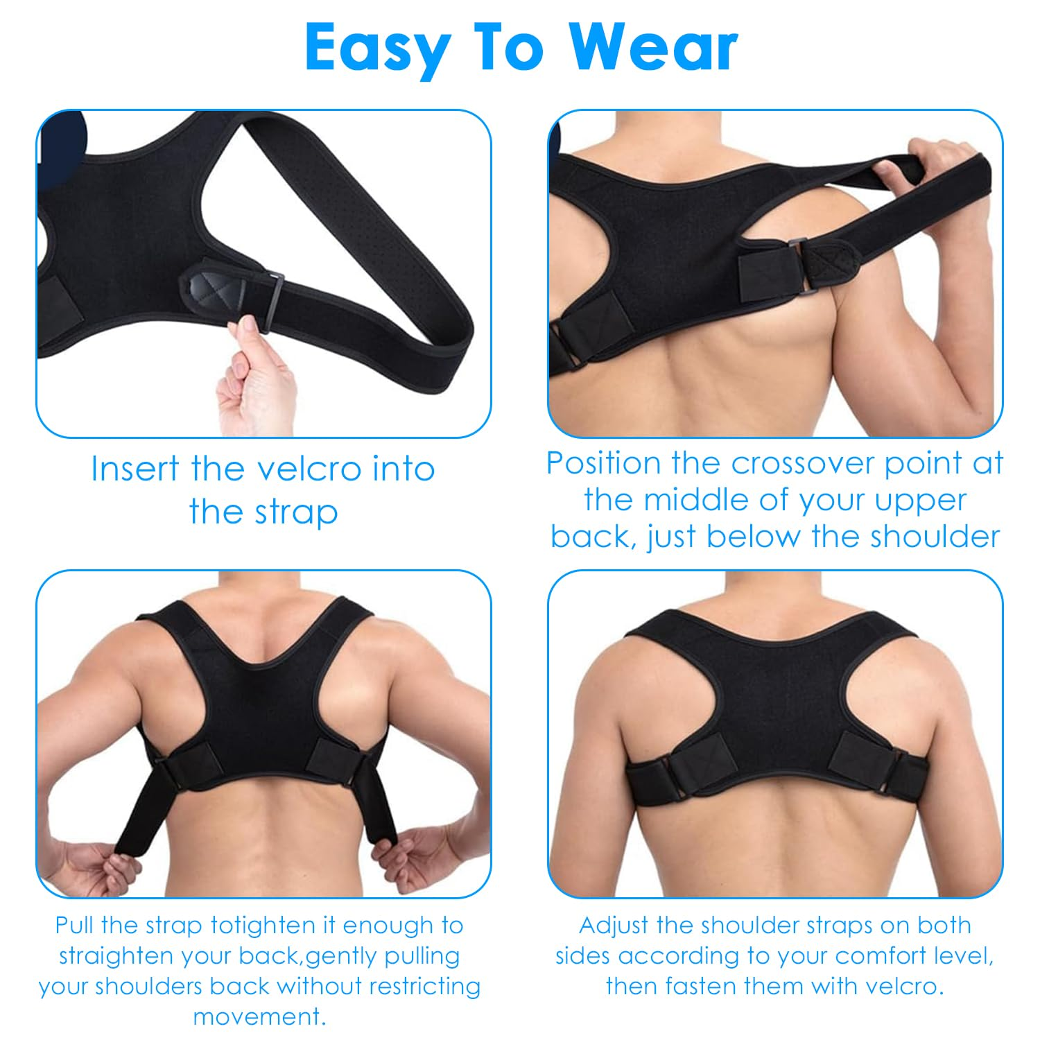 Posture Corrector for Men & Women ,Adjustable Upper Back Brace for Spine Alignment, Shoulder & Neck Support , Breathable Back Straightener for Clavicle, Slouching & Posture Correction Pain Relief image number 3