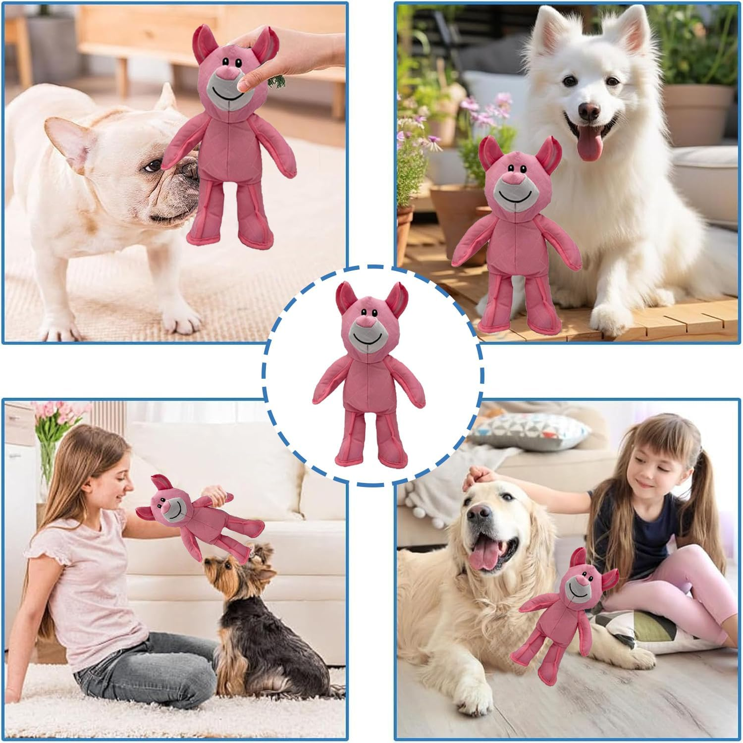 Oxford Cloth Durable Dog Toy Bear for Large Dogs, Heavy Duty Chew Proof Plush Puppy Toy, Interactive Durable Chew Toy for Aggressive Chewers