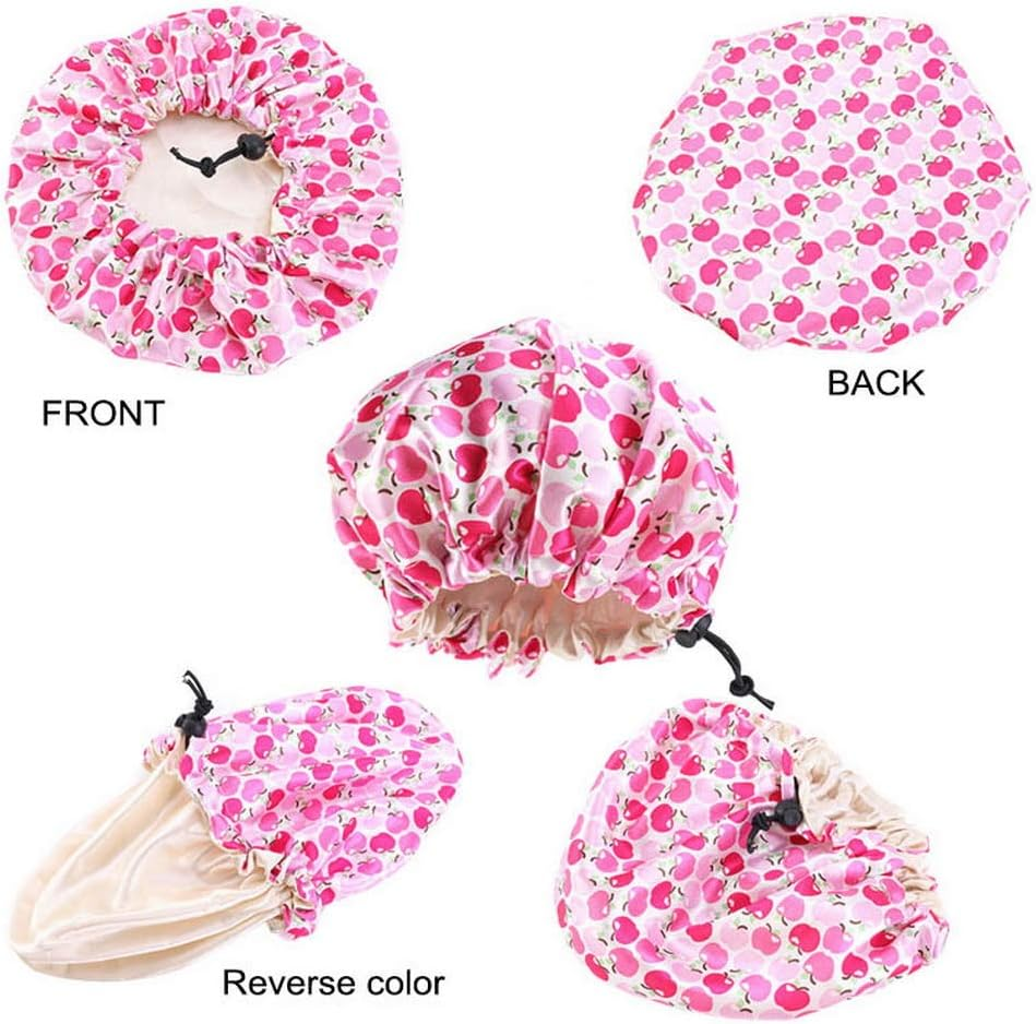 COMVIP Children Adjustable Bathing Cap Elastic Flower Satin Bonnet C: Green image number 6