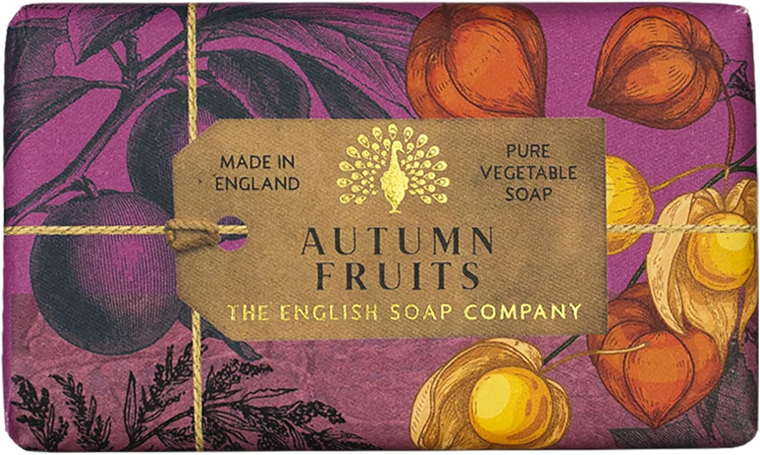 The English Soap Company Anniversary Wrapped Soap Bar, Fruit Shea Butter Soap Bar, Moisturising Soap Bar for Face and Body, Autumn Fruits Scent 190G image number 1