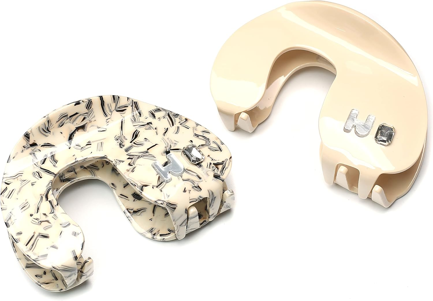 Acetate Large Hair Clip Beautiful Women'S Hair Clip Headpiece Elegant Hair Accessory (White) - Black White image number 2