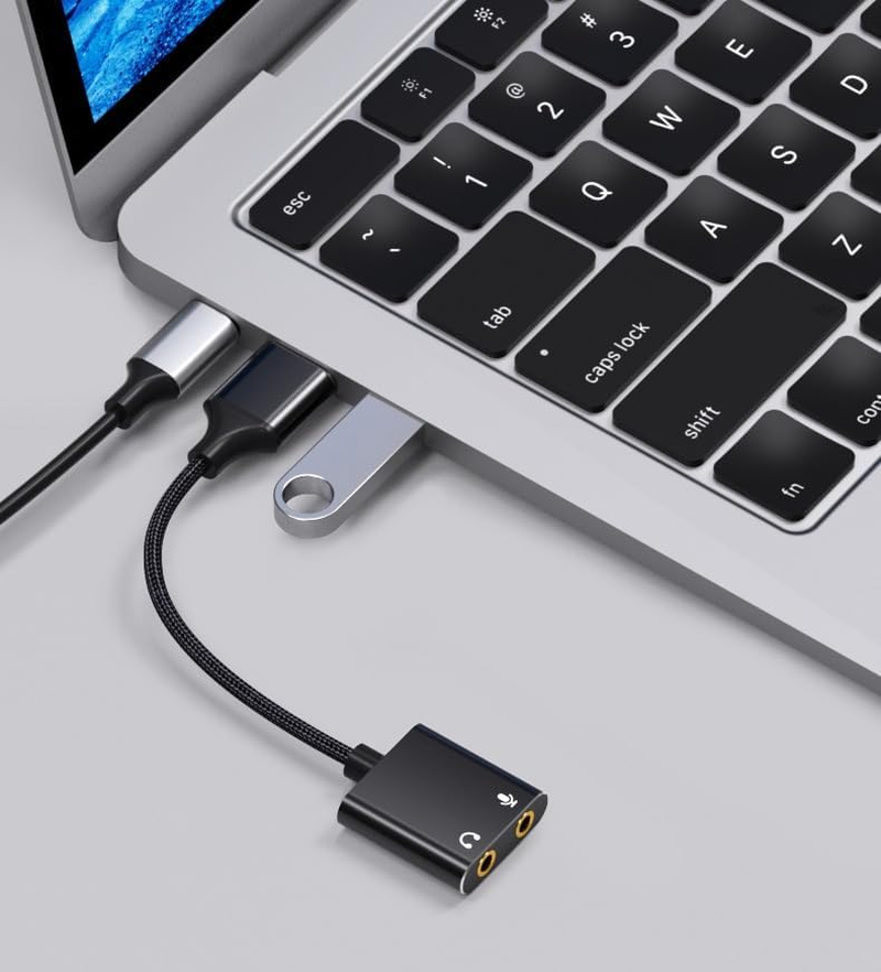 USB Sound Card Adapter,Usb Audio Adapter 3.5Mm Jack,External Sound Card for Windows Mac Linux PC Laptops Desktops PS4 Headsets, Black image number 2