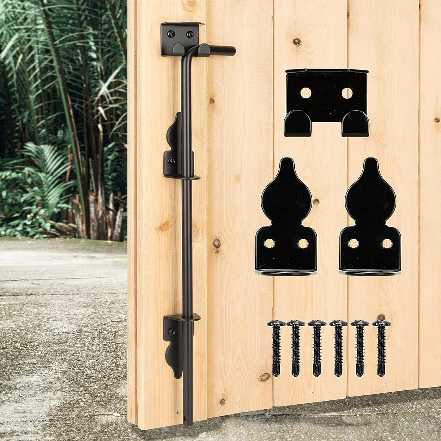 36In Cane Bolt Gate Drop Rod, 2 Set Alloy Steel Gate Ground Latches for Wooden Fences Metal Gates Door, Heavy Duty Gate Drop Pin, Gate Ground Stopper Hardware image number 5