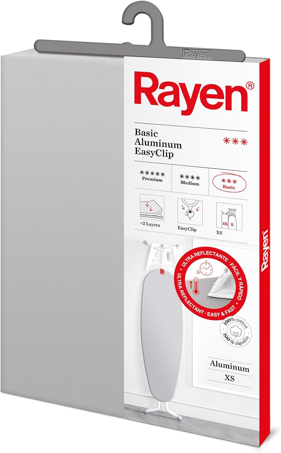 Rayen 6151.01 Adjustable Ironing Board Cover, 115X38 Cm, Light Grey Metallic image number 4