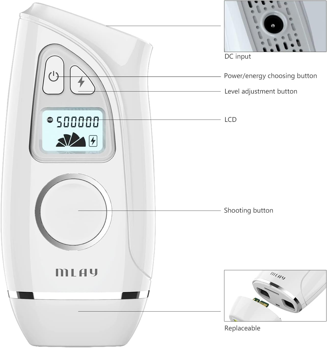Laser Hair Removal, IPL Laser Hair Removal for Women/Men, 12J High Energy Hair Removal Device on Facial Legs Arms Bikini Line with Razor & Goggles, Laser Permanent Permanent Hair Remover Machine - White image number 4