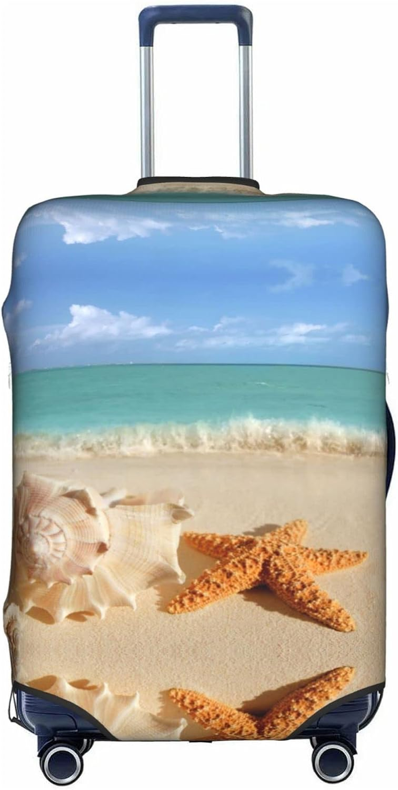 Summer Starfish Seashell Luggage Cover Washable Suitcase Protector Anti-Scratch Suitcase Cover Fits 18-32 Inch Luggage image number 3