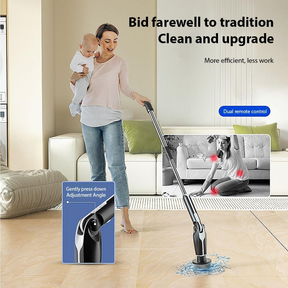 Electric Spin Scrubber, Cordless Cleaning Brush with 8 Replaceable Drill Brush Heads,Waterproof Shower Scrubber with Telescopic Handle for Tub Shower Tile Floor image number 3