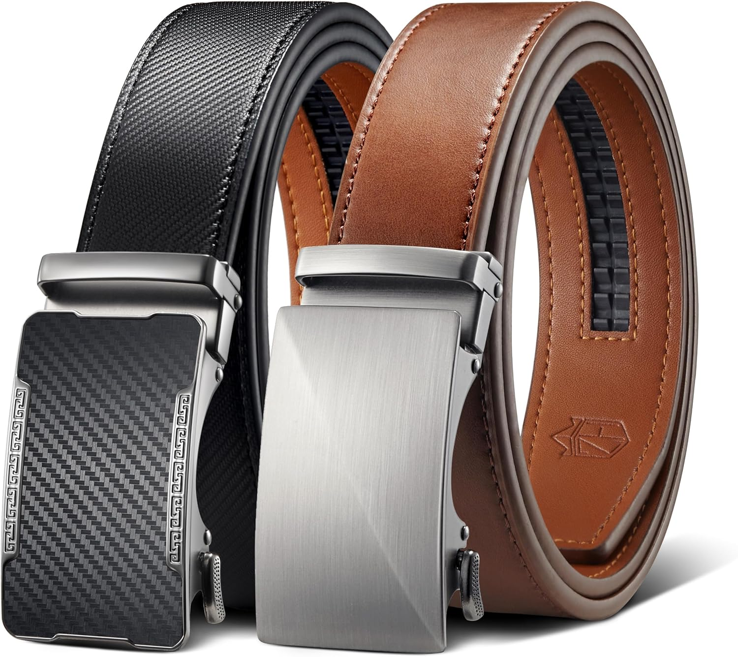 Zitahli Mens Belt Leather 2 Pack - Ratchet Belt for Men Dress Pant Shirt Oxfords,Micro Adjustable Brown Belt,Trim to Fit image number 5