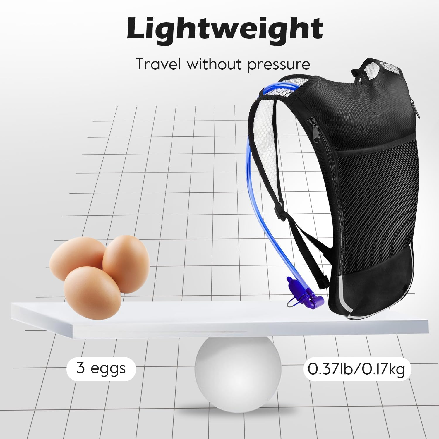 2 Pack Hydration Backpack Pack, Lightweight Breathable Water Backpack with 3 Layer Pockets, Reinforced Shoulder Straps for Hiking Running Cycling image number 4