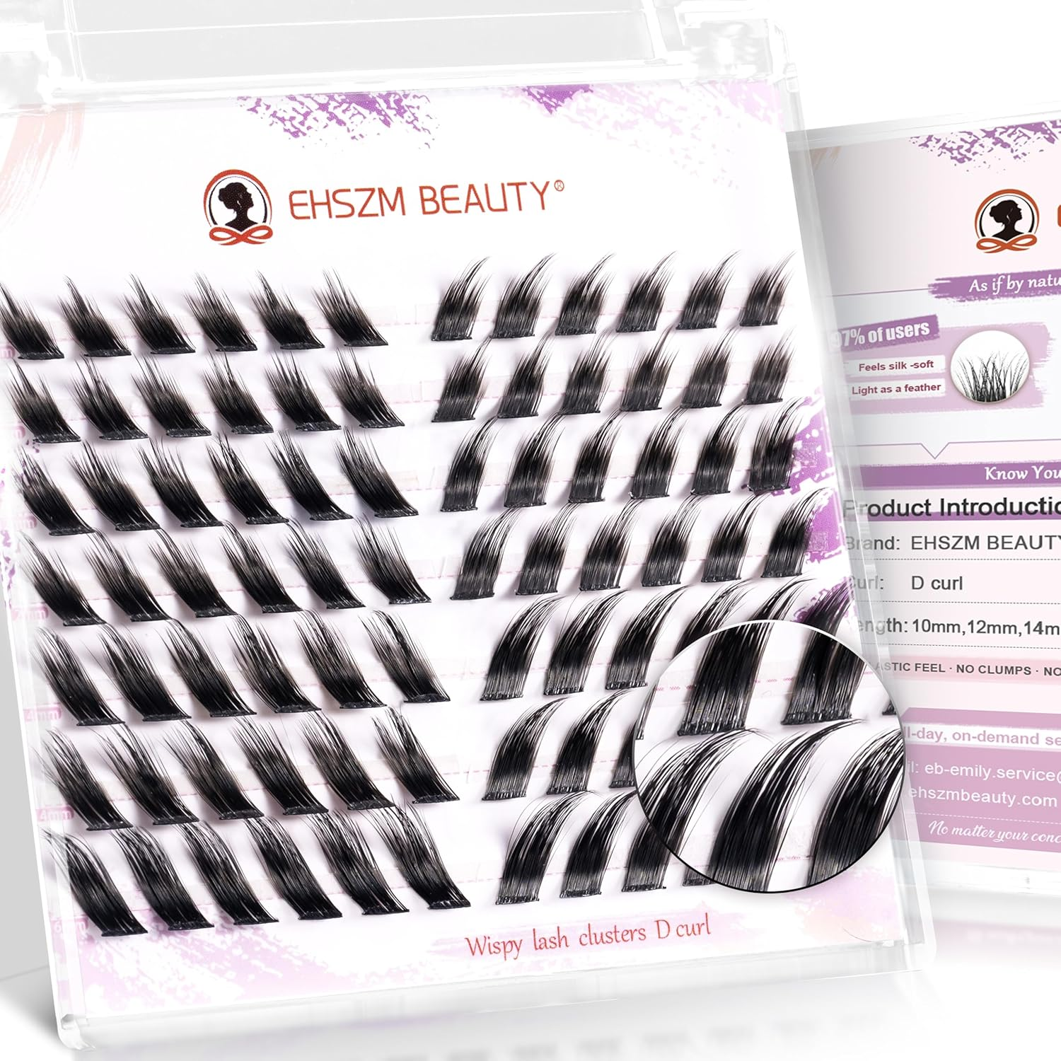 Upgraded,Cat Eye Lash Clusters 10-16Mm D Curl with No Plastic Feel,L Curl Lash Clusters,Ultra-Soft Individual Lashes with Thin Band/Long-Lasting and New Comfort, Mulan Style[Ehszm Beauty] image number 1