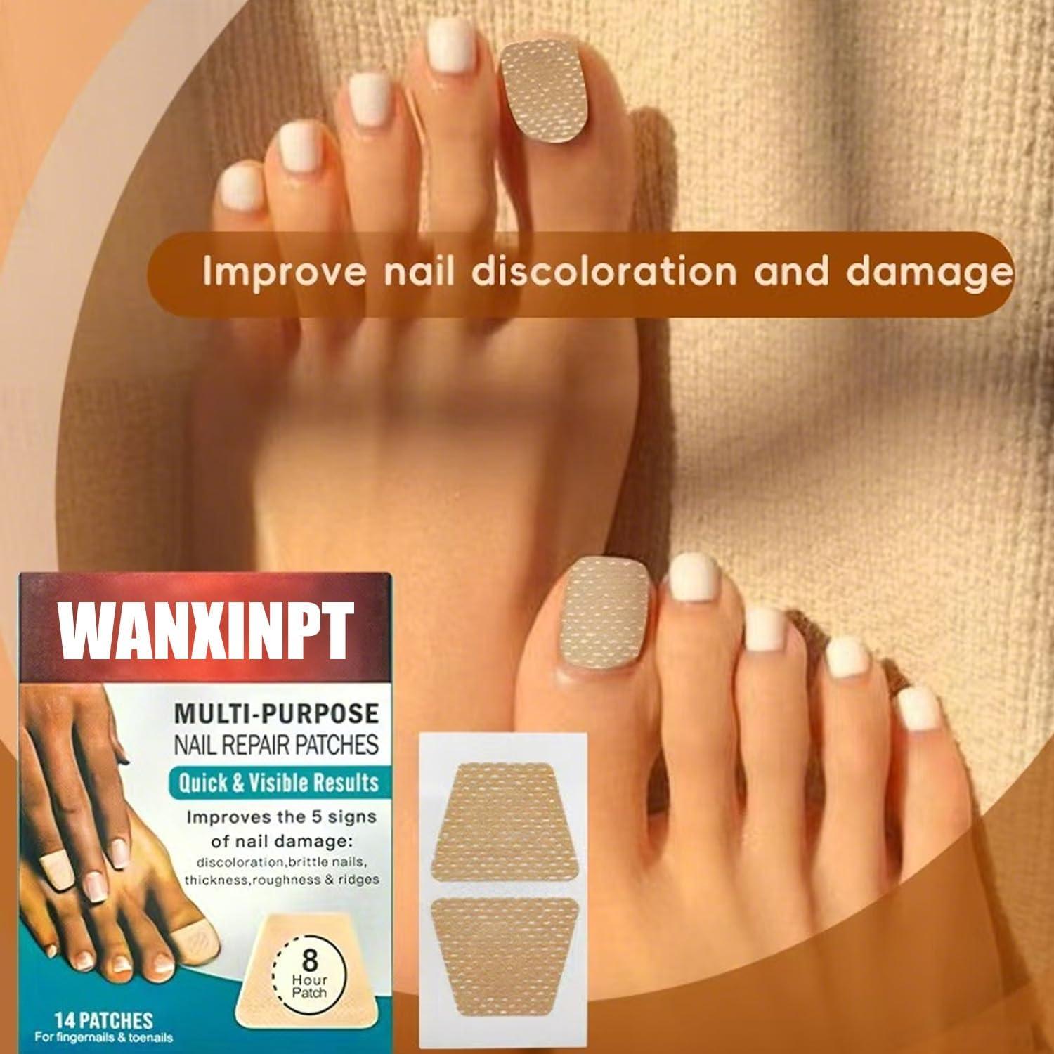 Multi-Purpose Nail Repair Patches - 14 Count - Nail Repair for Damaged Nails, 8-Hour Nail Treatment Restores Healthy Appearance image number 2