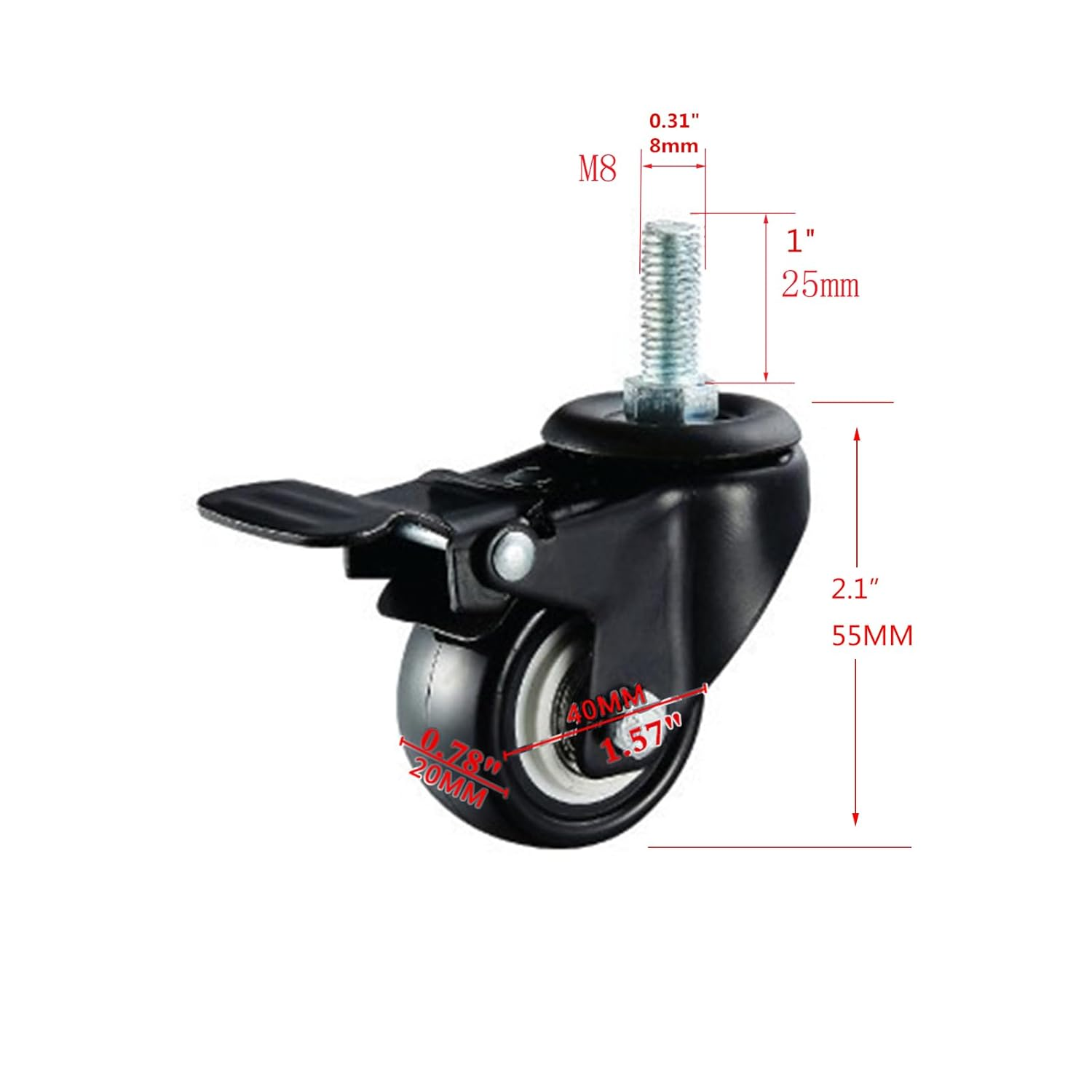 Furniture Rotating Feet, an Ideal Alternative for Furniture Movement a 1.5-Inch Set of 8 Casters with Braking Device image number 6