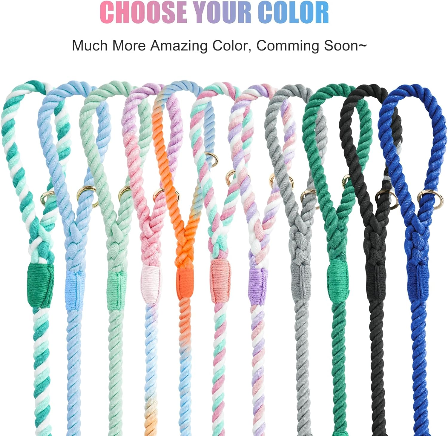 NUGUTIC 5 FT Dog Leash Handmade Braided Rope Dog Leash for Small Medium and Large Dogs, Colorful Macaron image number 4