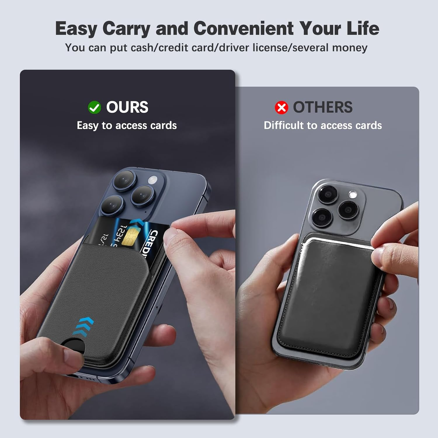 Wtuhu Magnetic Wallet for Iphone, Card Holder, Iphone Stand, Leather Case - Compatible with Iphone 16 Pro Max/16 Plus/16 Pro/16/15/14/13/12 Series, Not for Iphone 13/12 Mini (Black) image number 4