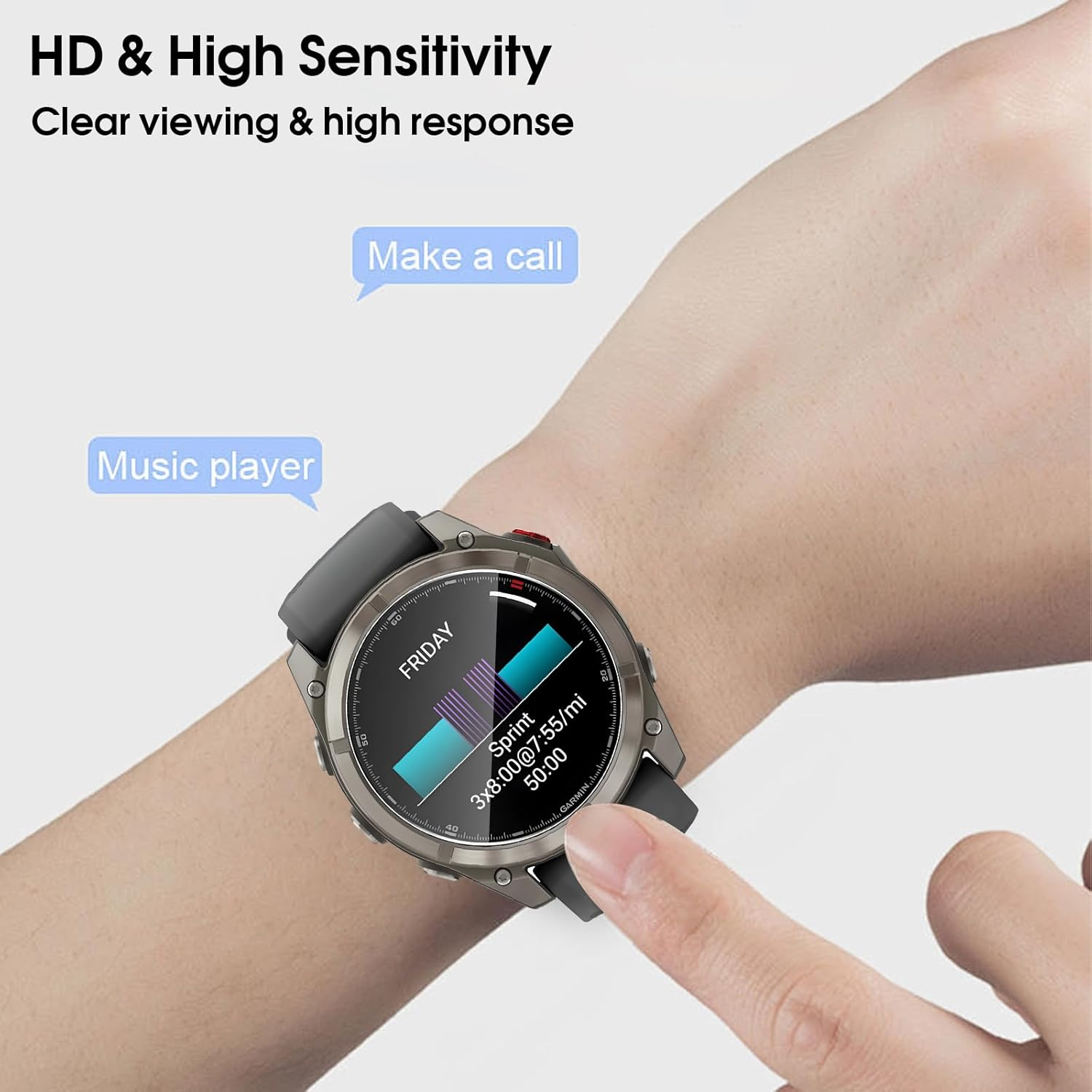 QULLOO Pack of 3 Screen Protectors for Garmin Fenix 8 Pro AMOLED 51 Mm for Tempered Glass, 9H Anti-Scratch Screen Protector, Waterproof Tempered Glass Film, Most Durable Screen Protectors image number 1