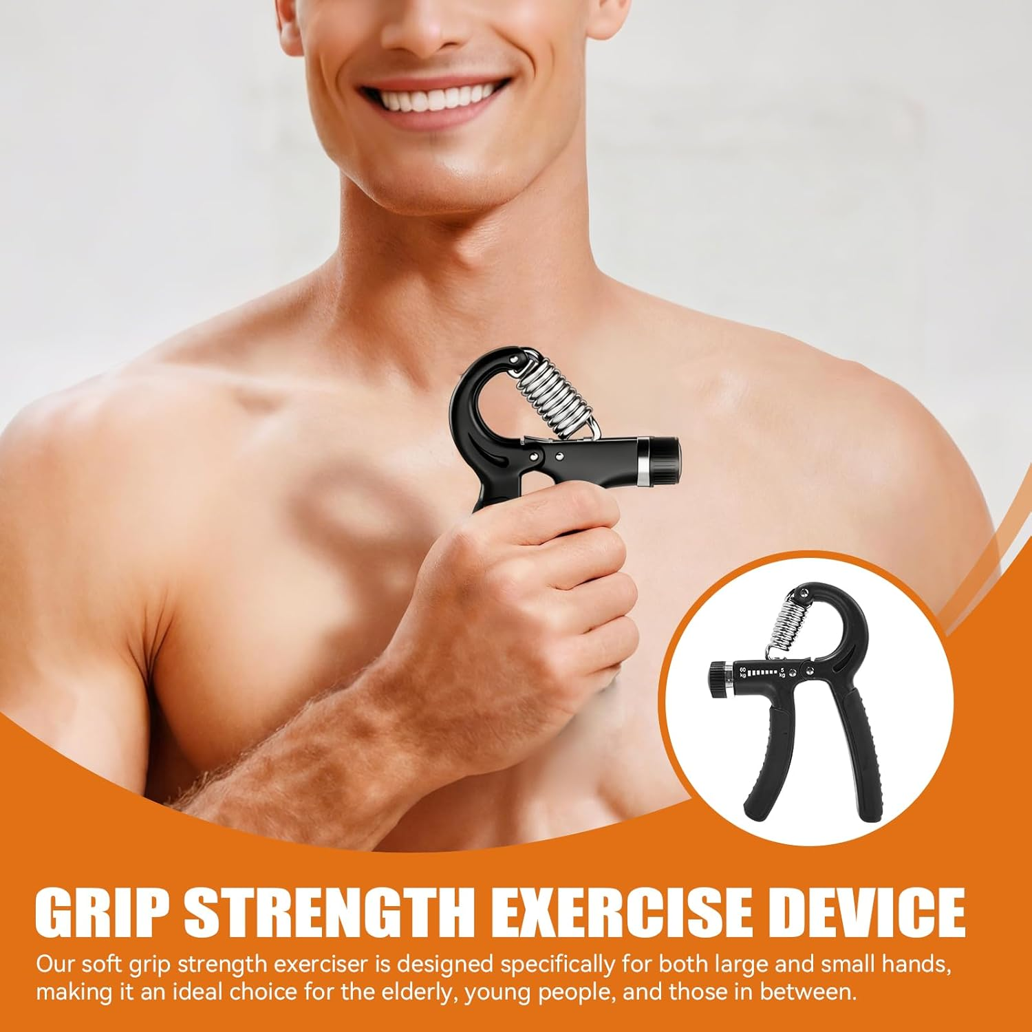 AIAOO Adjustable Grip Strength Trainer, Hand Strengthener with 11-132 Lbs Resistance, Forearm Trainer for Muscle Building Injury Recovery, Portable Hand Exerciser (Black) image number 1