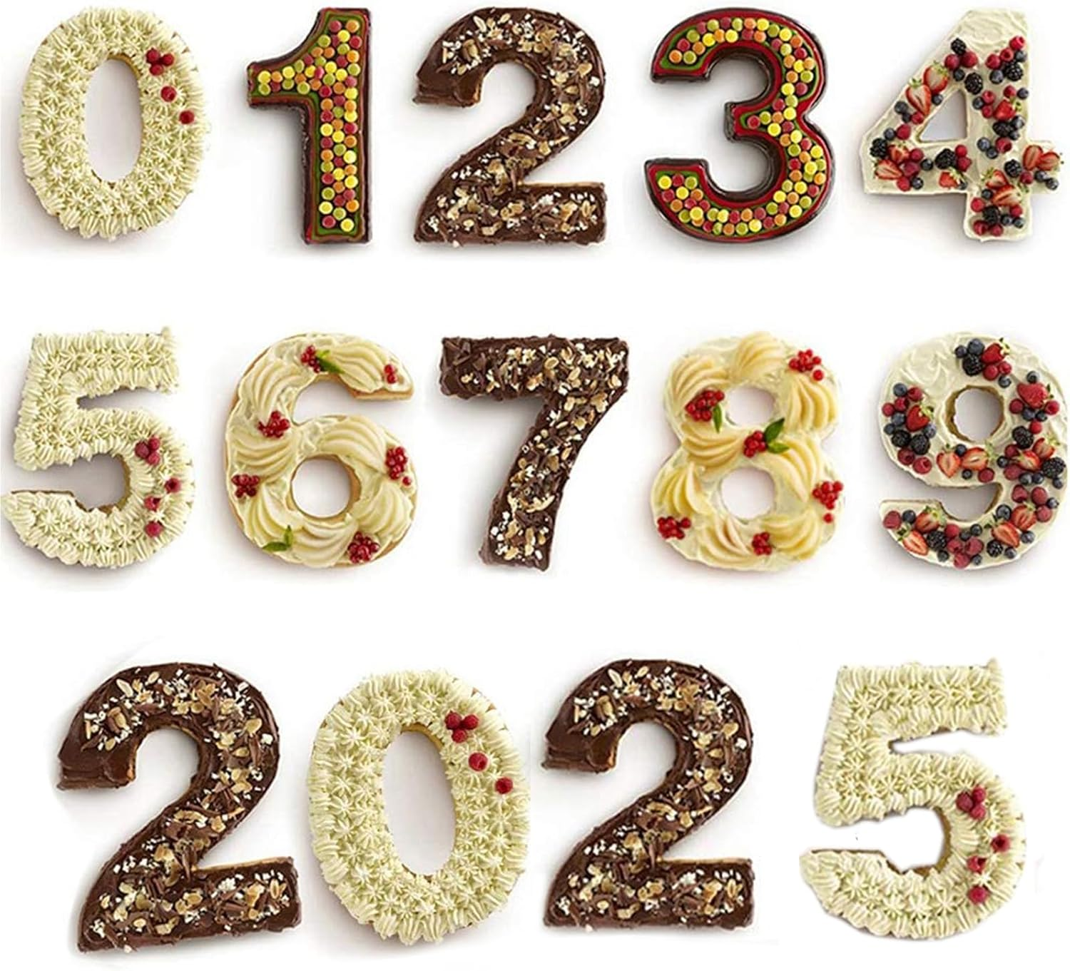 3D Large Number Cake Pan,Silicone Baking Letter Shape Novelty Cake Tins for Birthday Festival and Relationship Marry Anniversary Wedding Party,10 Inch Number of 0 image number 3