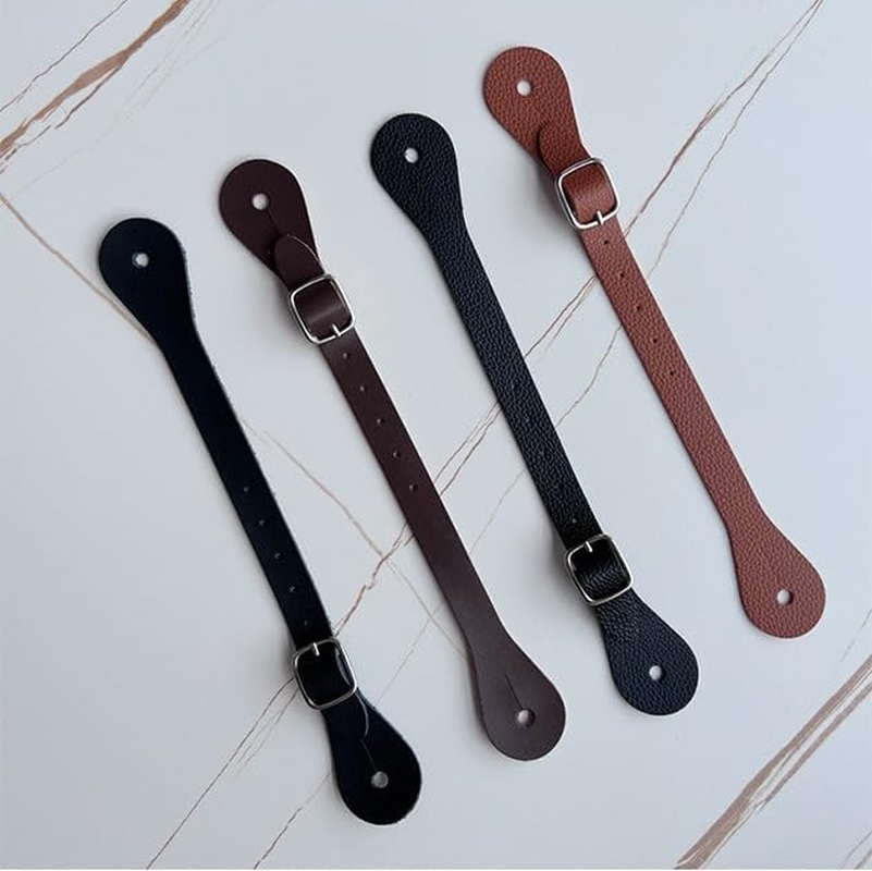 2 Pcs Leather Single Ply Man Woman Adjustable Boot for Thigh High Boots Spur Straps Riding Leather Spur Straps (Brown, 3.2 * 25Cm)