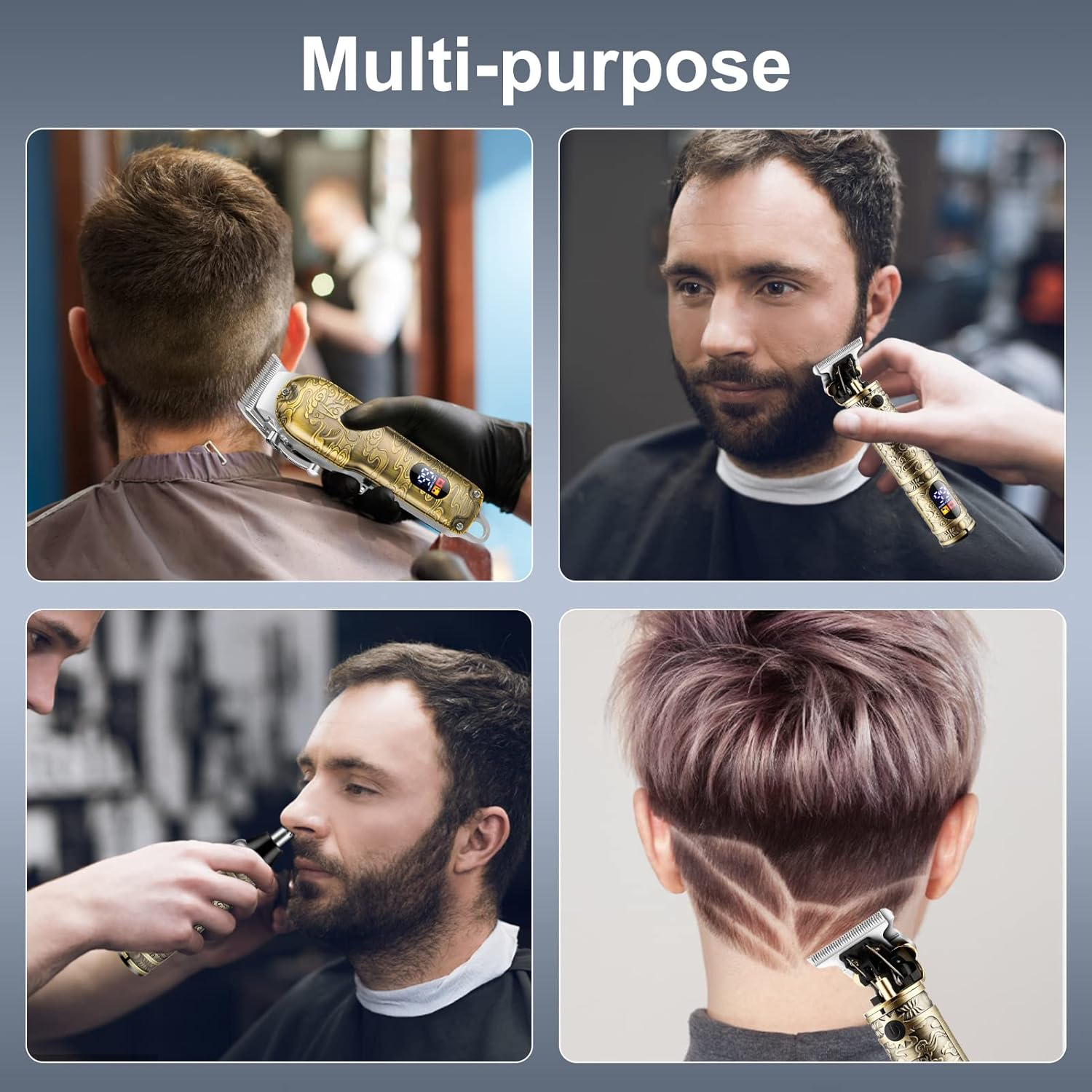 Hair Clippers for Men Cordless Professional Barber Set - USB Rechargeable T Blade Trimmer for Beard/Nose - Hair Cutting Kit Gifts for Men - Bronze 4 image number 6