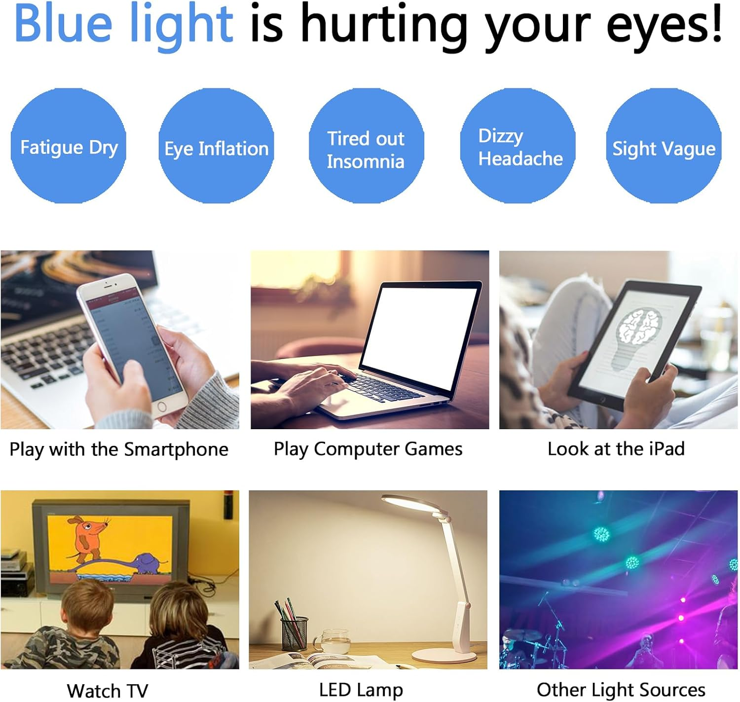 LJCZKA Oversized Square Blue Light Glasses for Women Men Computer Glasses Thick Frame anti Eyestrain for Reading, Texting & Gaming