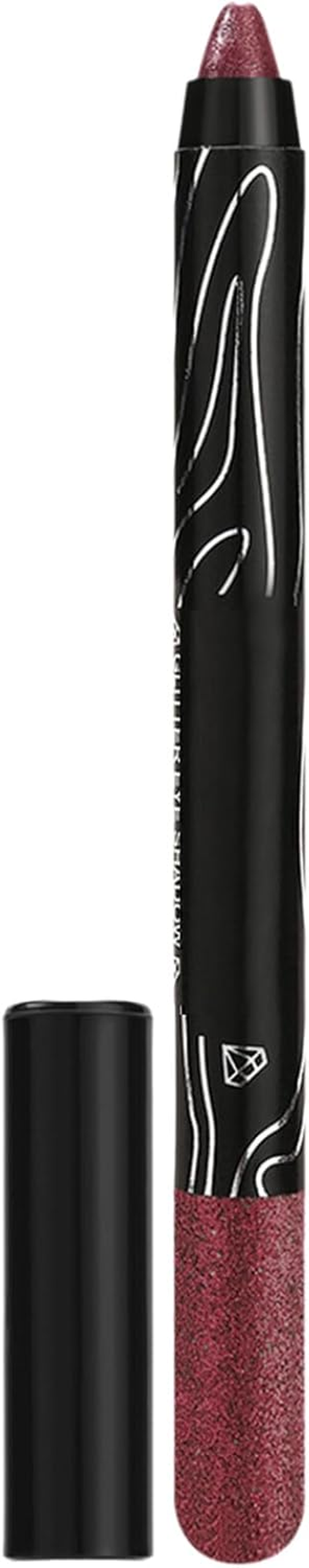 Hedmy Creamy Glitter Eyeshadow Stick Waterproof Pearl Shimmer Makeup Long Lasting Glide on Pen for Parties and Weddings Burgundy One Size