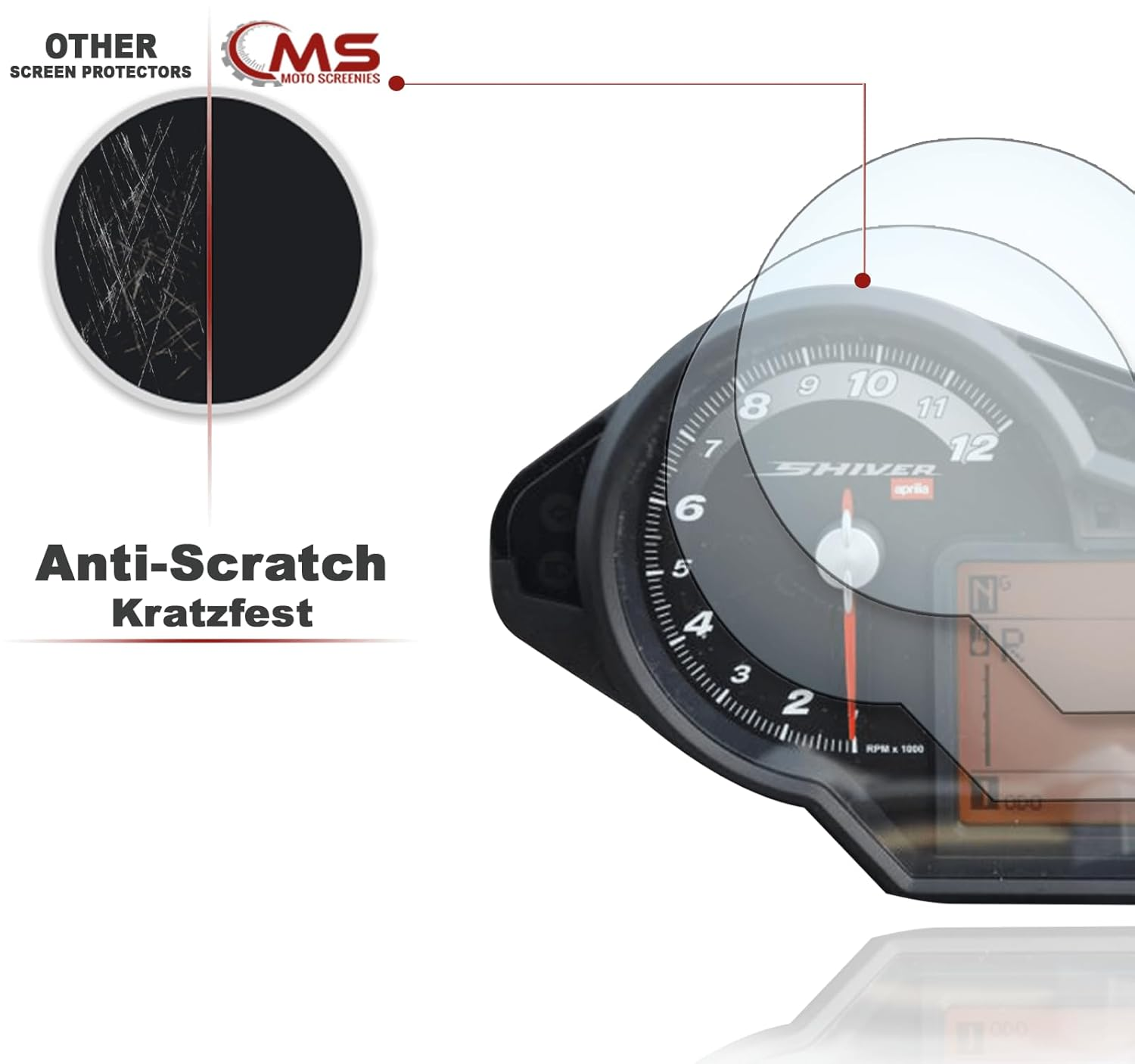 Screen Protectors Speedometer Protector for Aprilia Shiver 750 2X Anti-Glare - 1 X Ultra Clear / 1 X Anti-Glare. image number 3